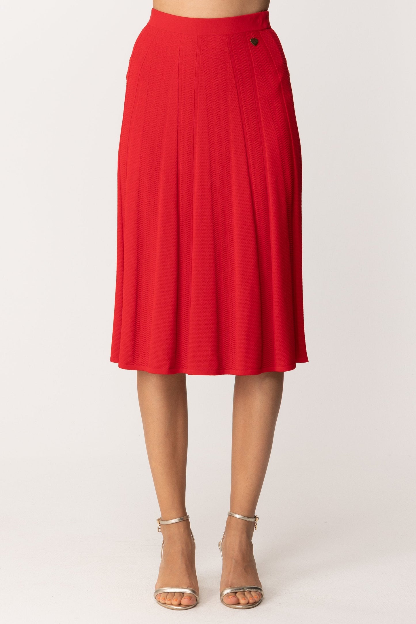 Twin-set Gonna Midi In Maglia Svasata 201TP3030 ROSSO LAVA