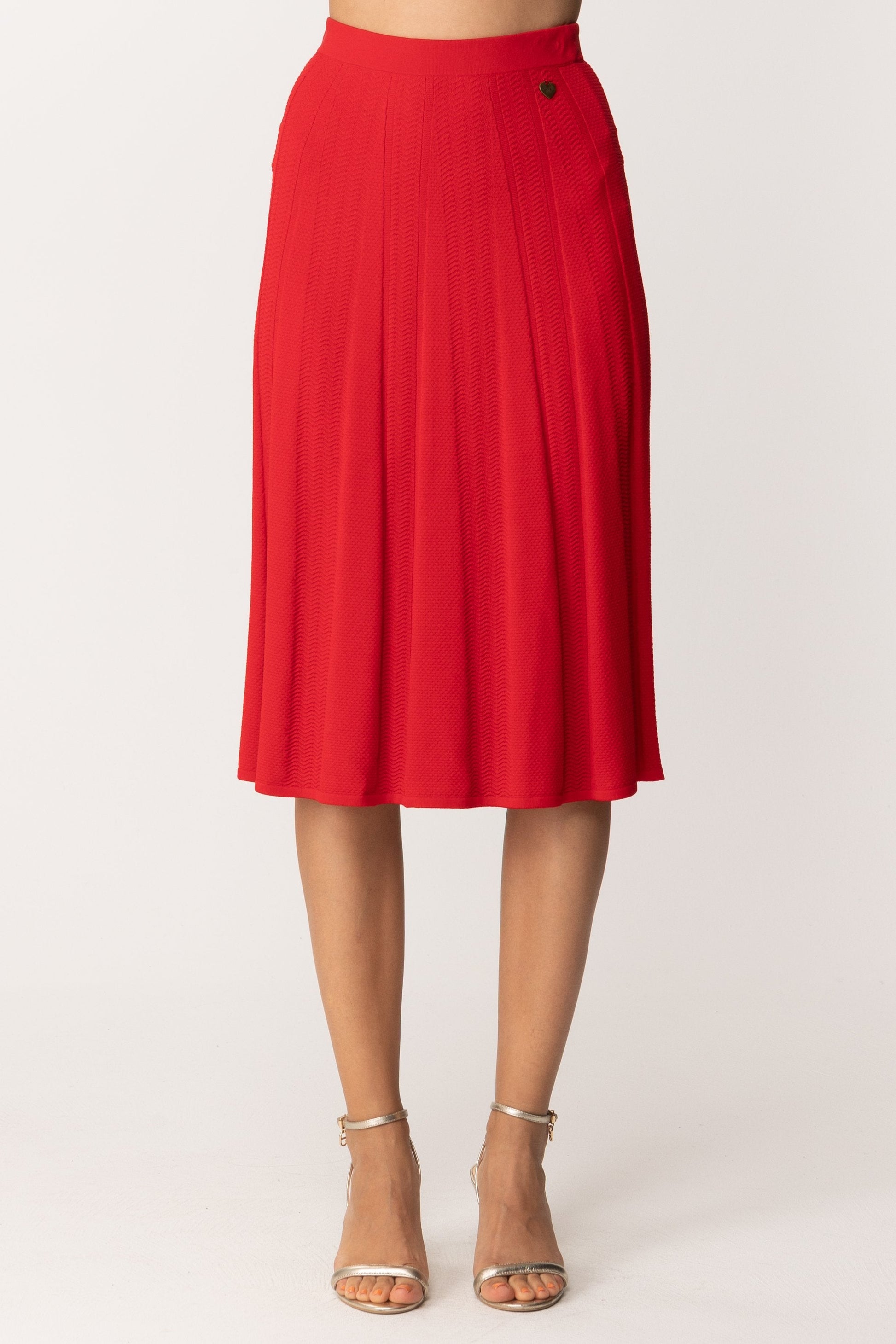 Twin-set Gonna Midi In Maglia Svasata 201TP3030 ROSSO LAVA