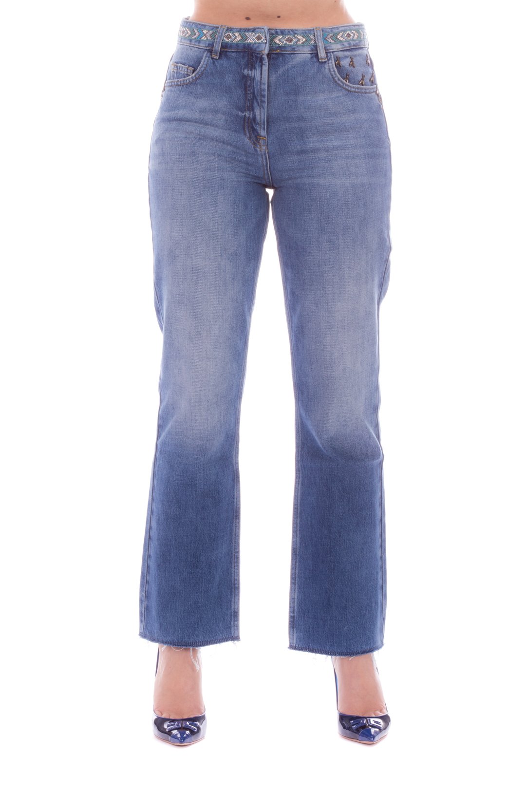Patrizia Pepe Jeans con Ricamo Di Perline 2J2274 BOHO INDIGO