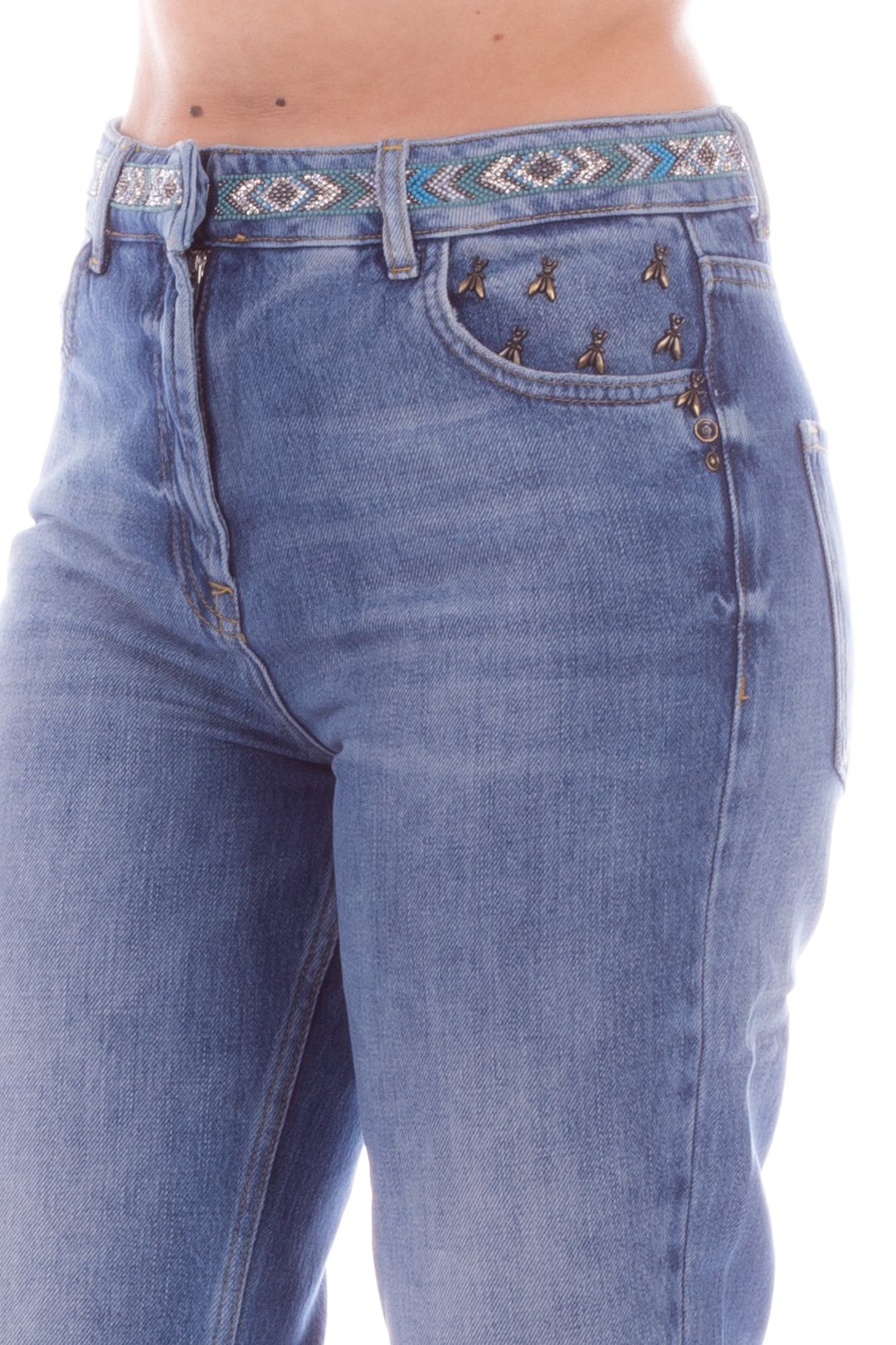 Patrizia Pepe Jeans con Ricamo Di Perline 2J2274 BOHO INDIGO