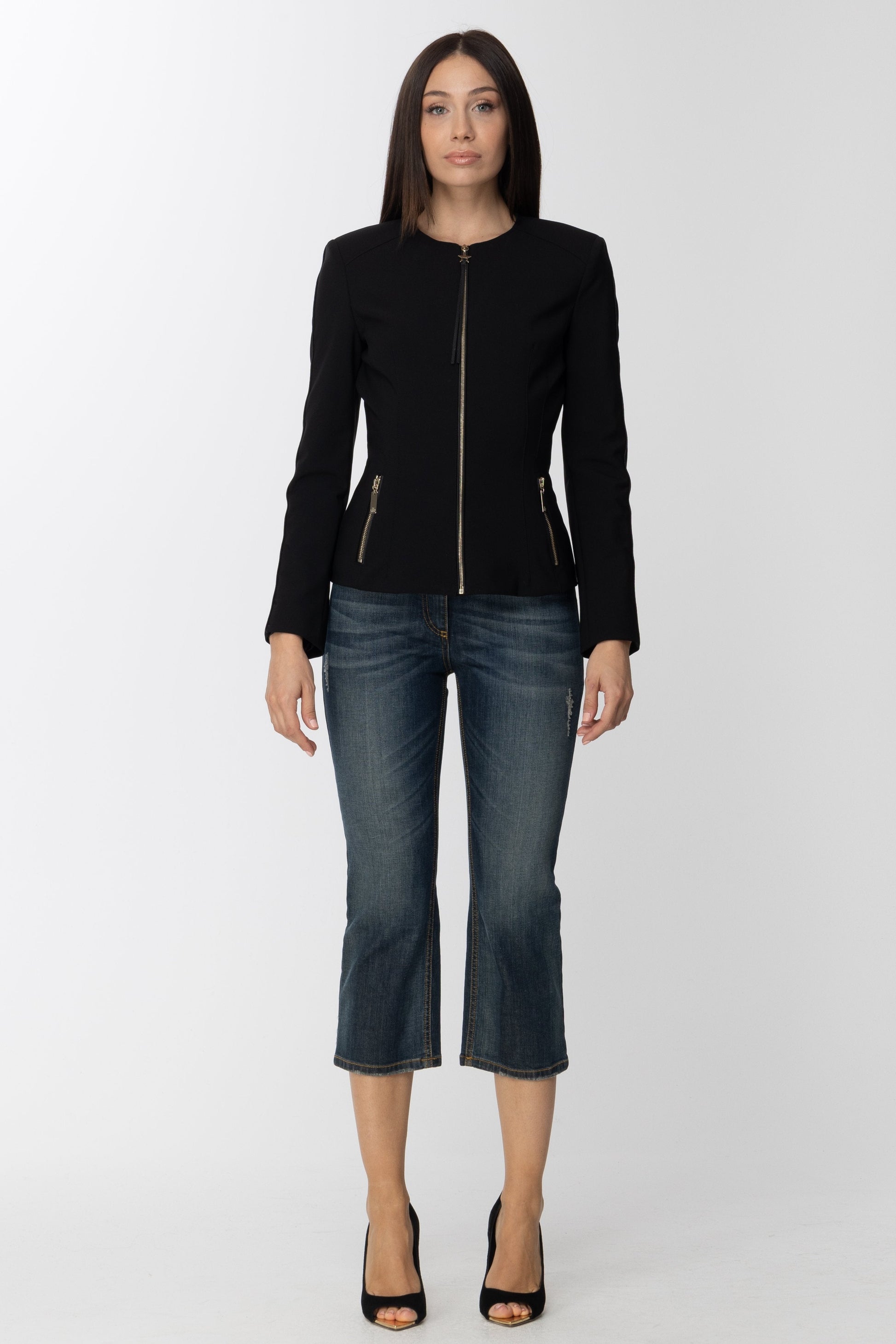 Elisabetta Franchi Jeans Crop Scuri PJ10M91E1 USED BLUE