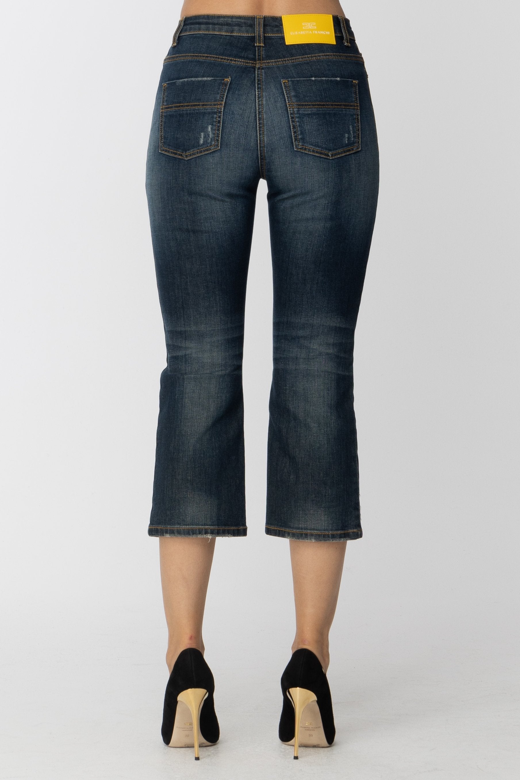 Elisabetta Franchi Jeans Crop Scuri PJ10M91E1 USED BLUE
