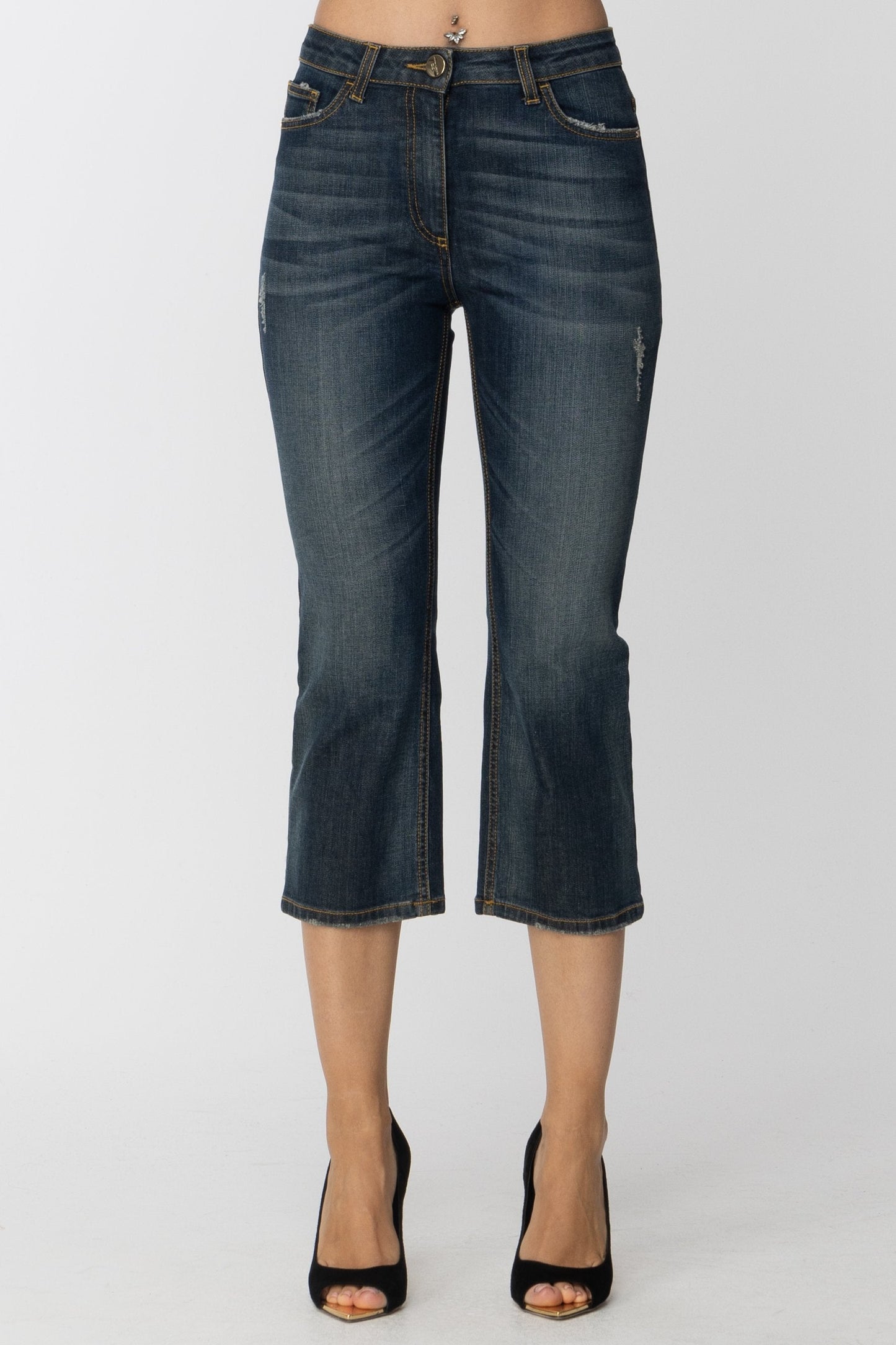 Elisabetta Franchi Jeans Crop Scuri PJ10M91E1 USED BLUE