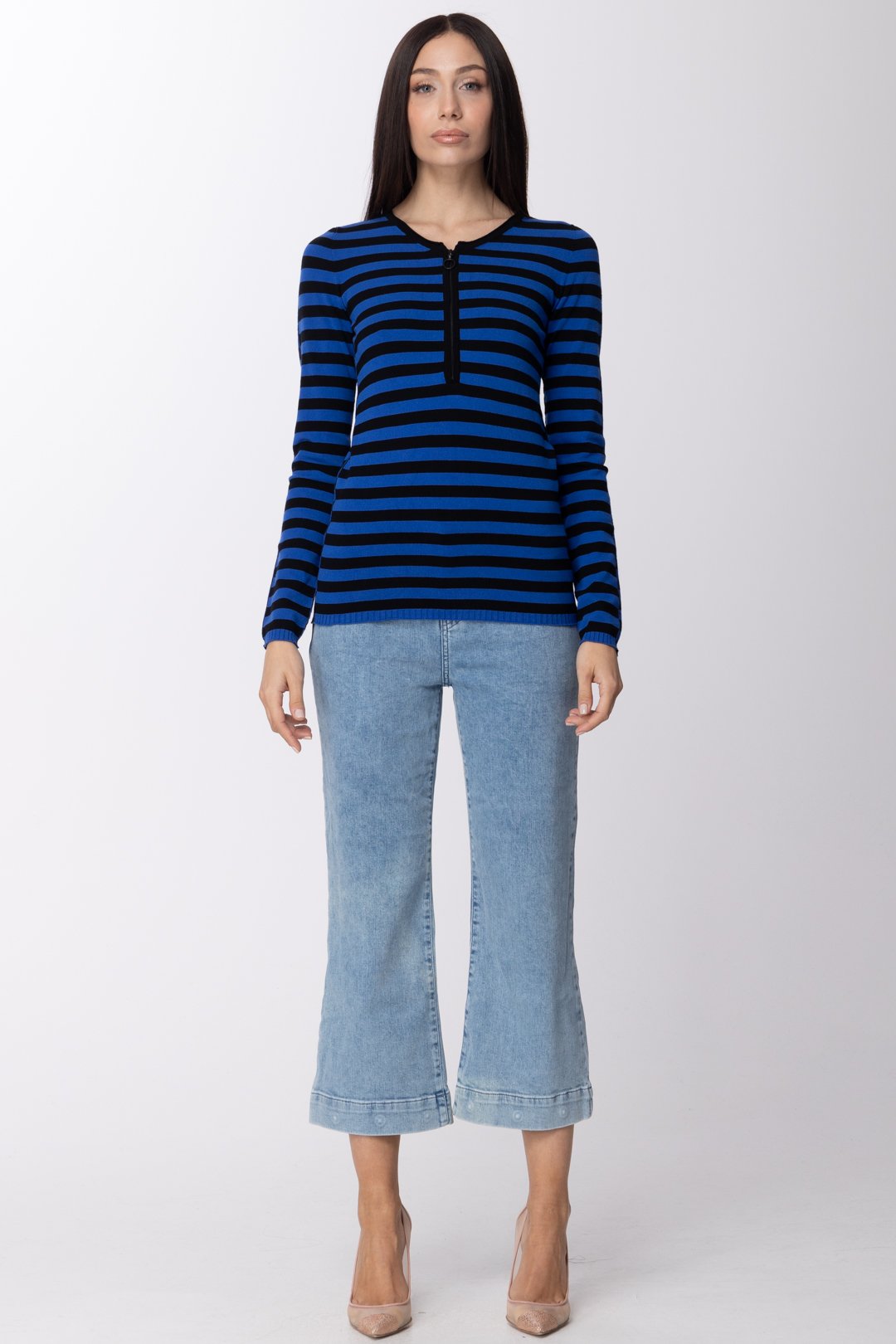 Twin-set Jeans Vita Bassa a Zampa Crop 211TT2362 DENIM OCEANO