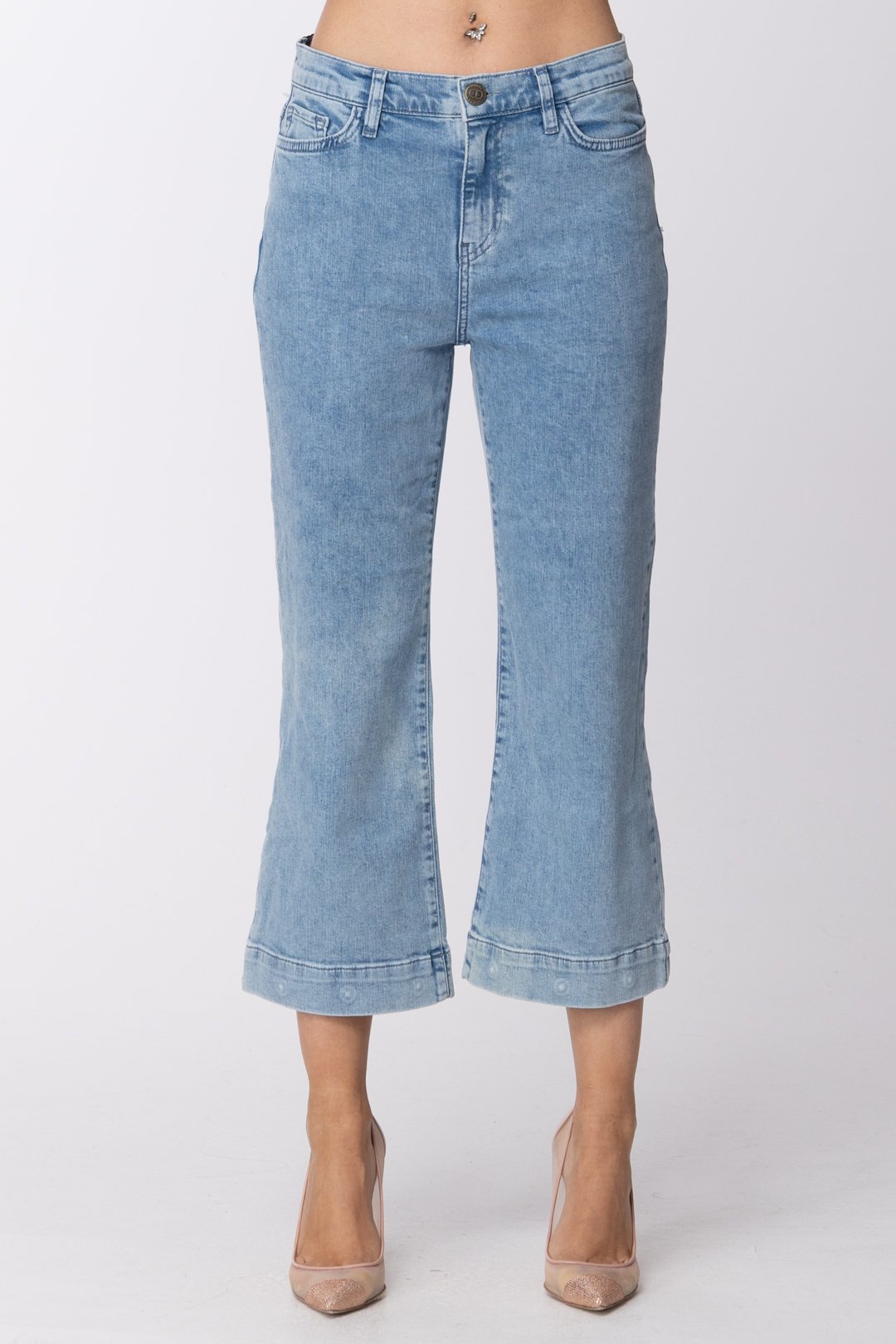 Twin-set Jeans Vita Bassa a Zampa Crop 211TT2362 DENIM OCEANO