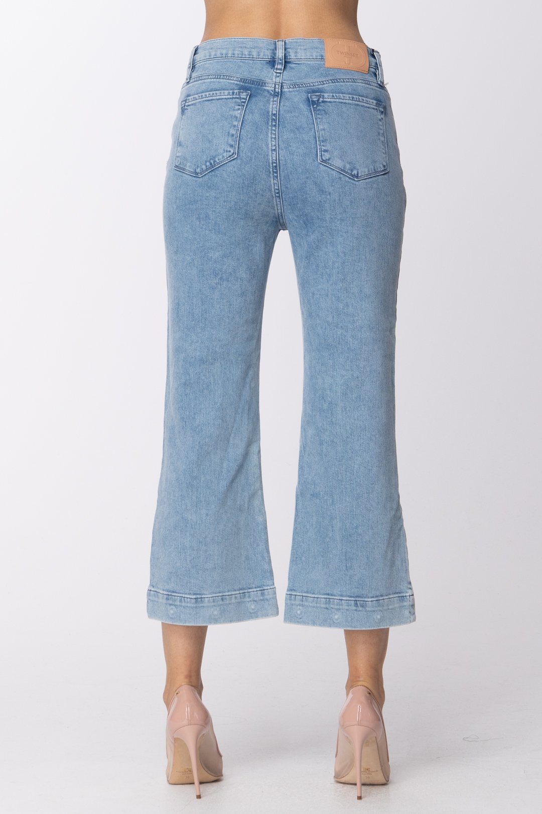 Twin-set Jeans Vita Bassa a Zampa Crop 211TT2362 DENIM OCEANO