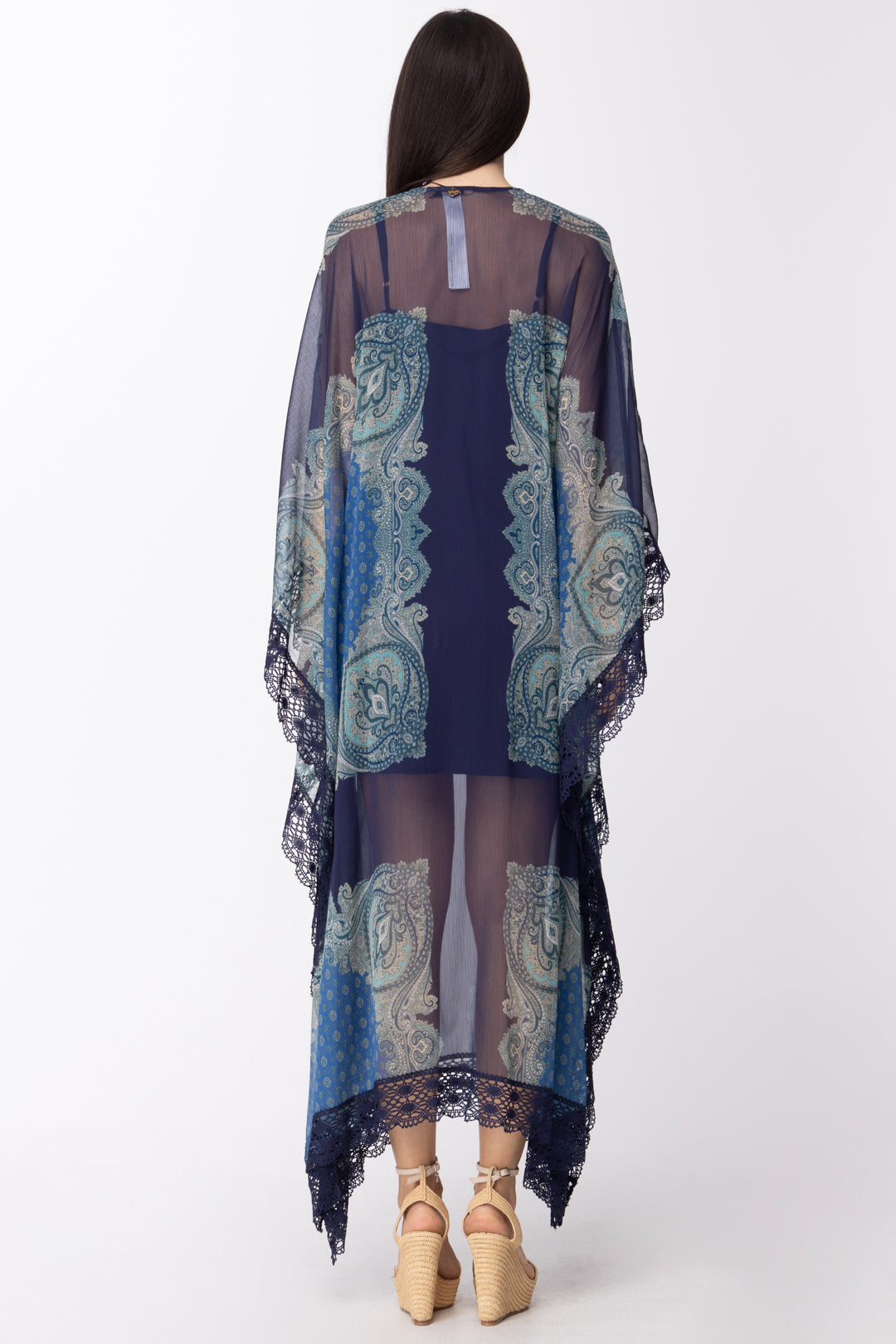 Twin-set Kaftano Lungo con Orli In Pizzo e Sottoveste 211TT268D ST.FOULARD CACHEMIRE NAUTICAL