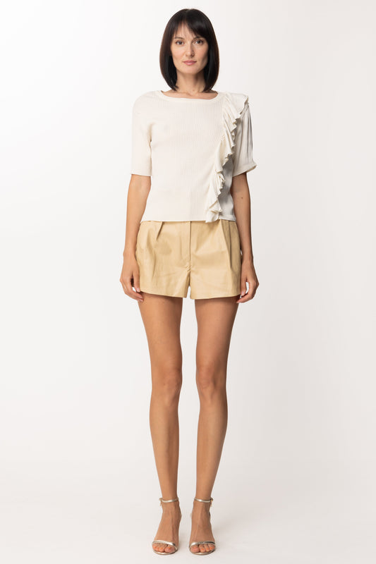 Twin-set Maglia con Inserto e Volant In Raso 211TT3061 NEVE