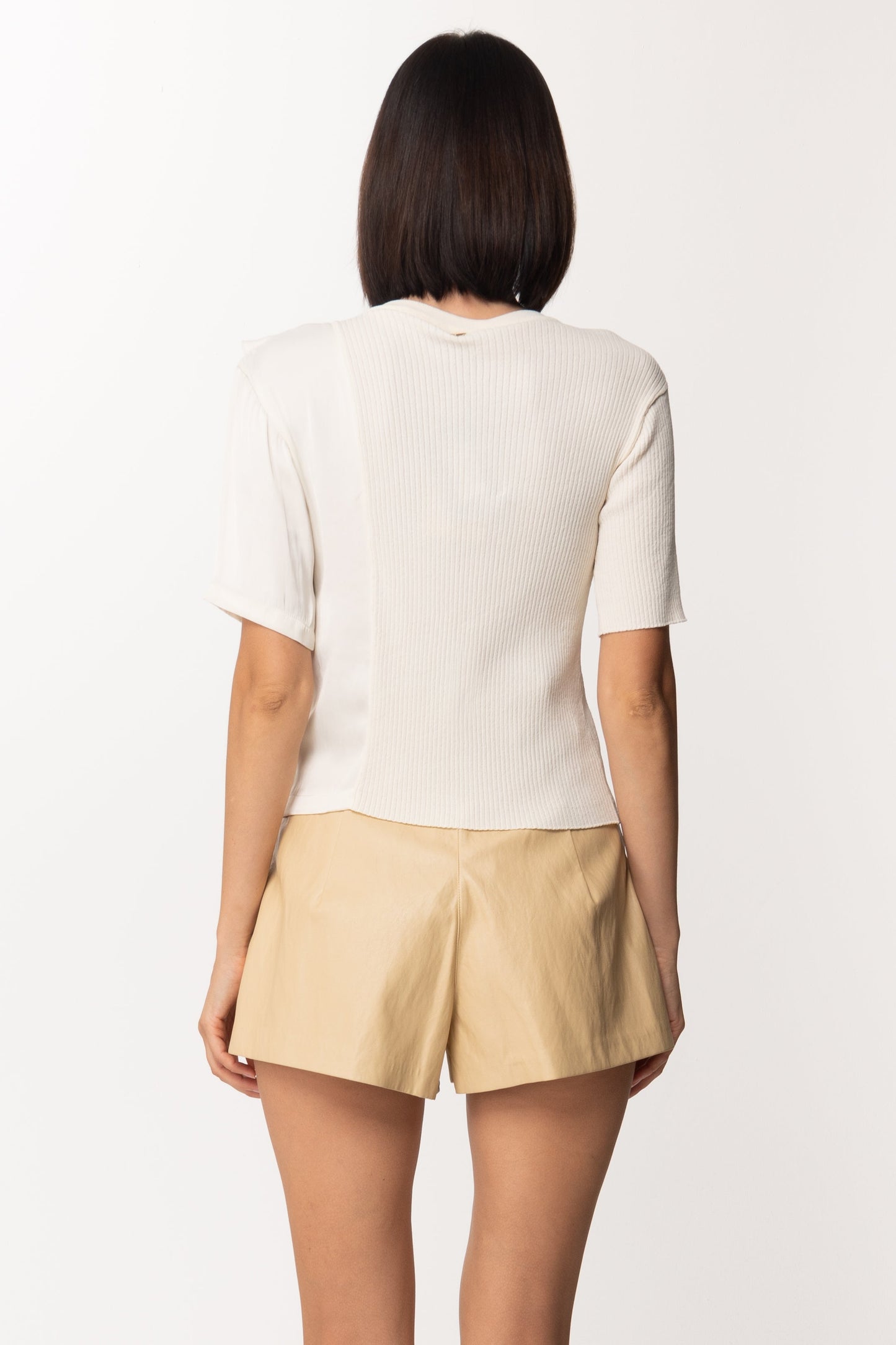 Twin-set Maglia con Inserto e Volant In Raso 211TT3061 NEVE