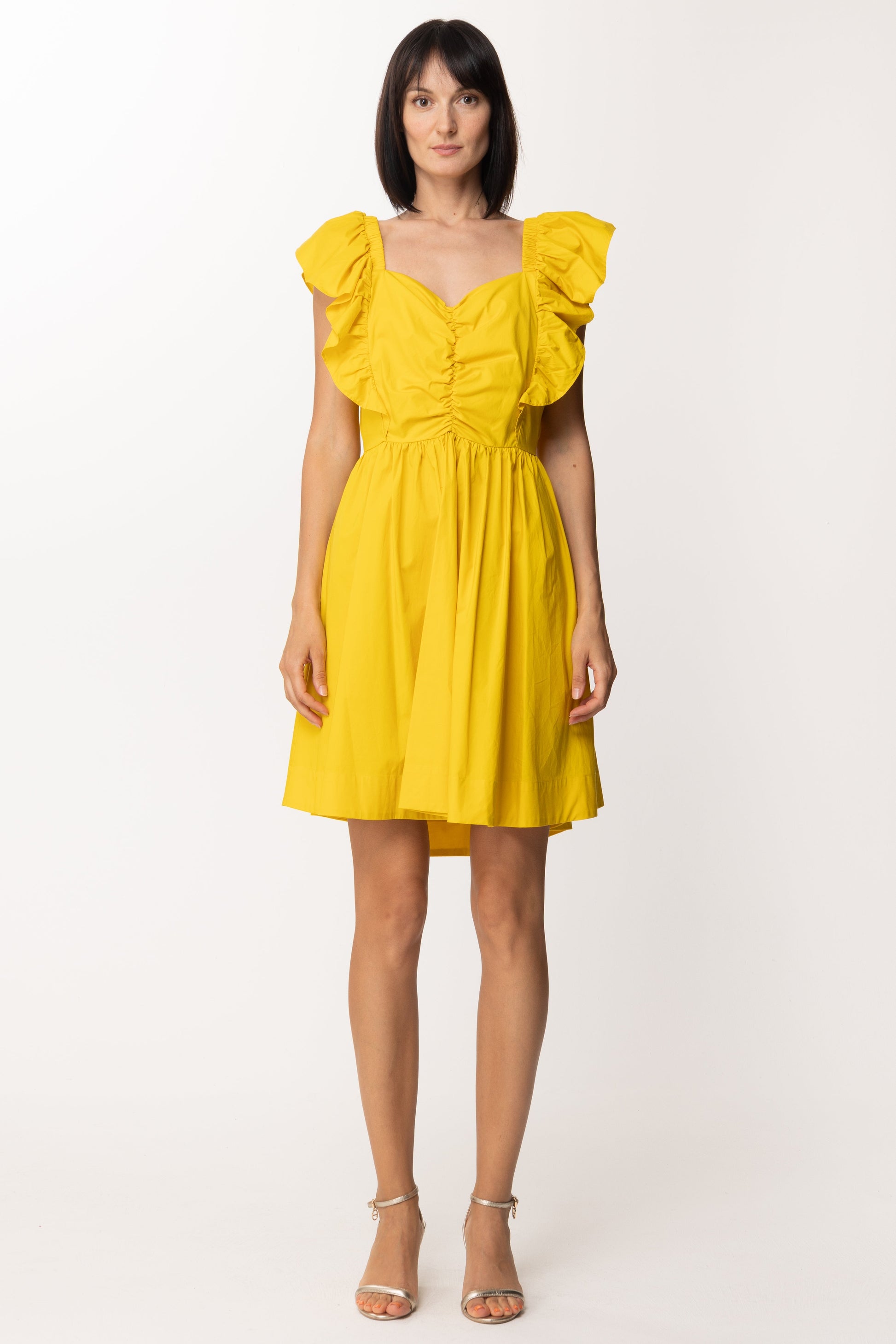 Twin-set Mini Abito In Popeline con Volant 221TT2061 MIELE CHIARO