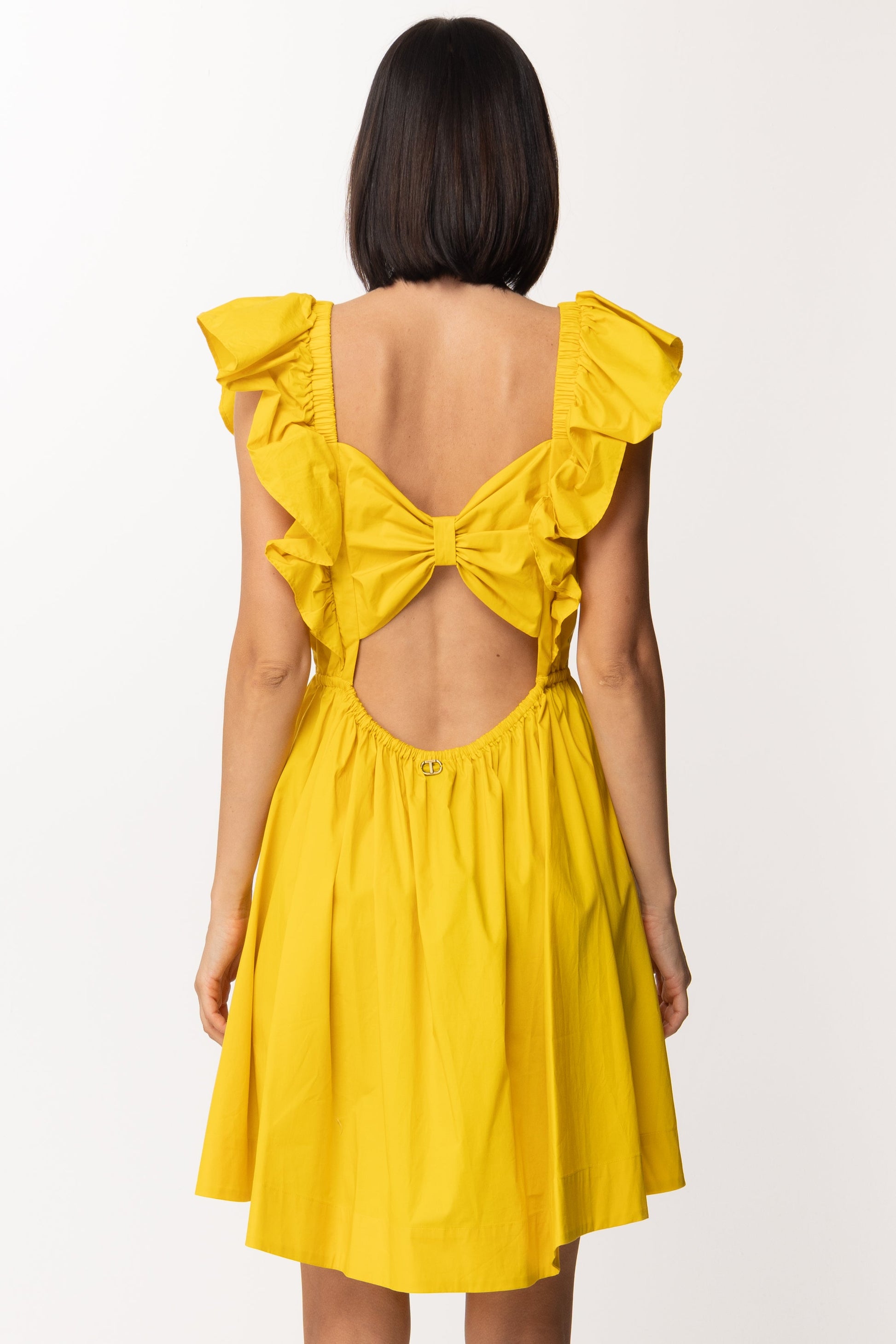 Twin-set Mini Abito In Popeline con Volant 221TT2061 MIELE CHIARO