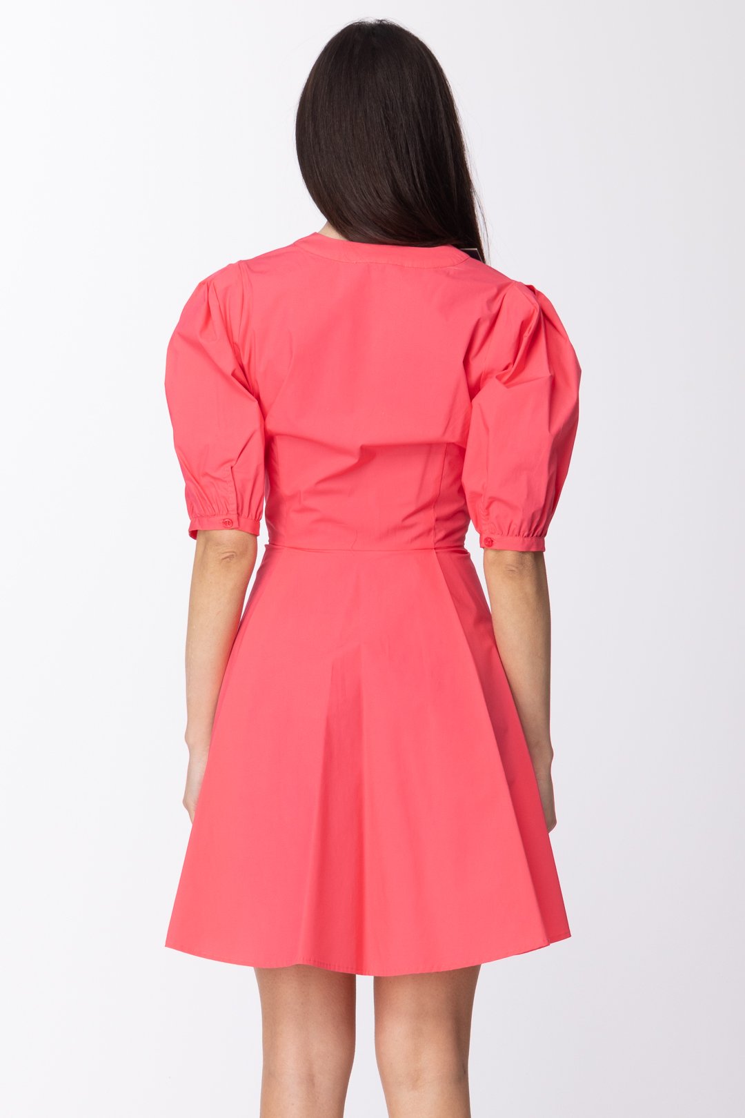 Twin-set Mini Abito Maniche a Palloncino e Gonna con Pieghe 211TT245A ROSA NEON