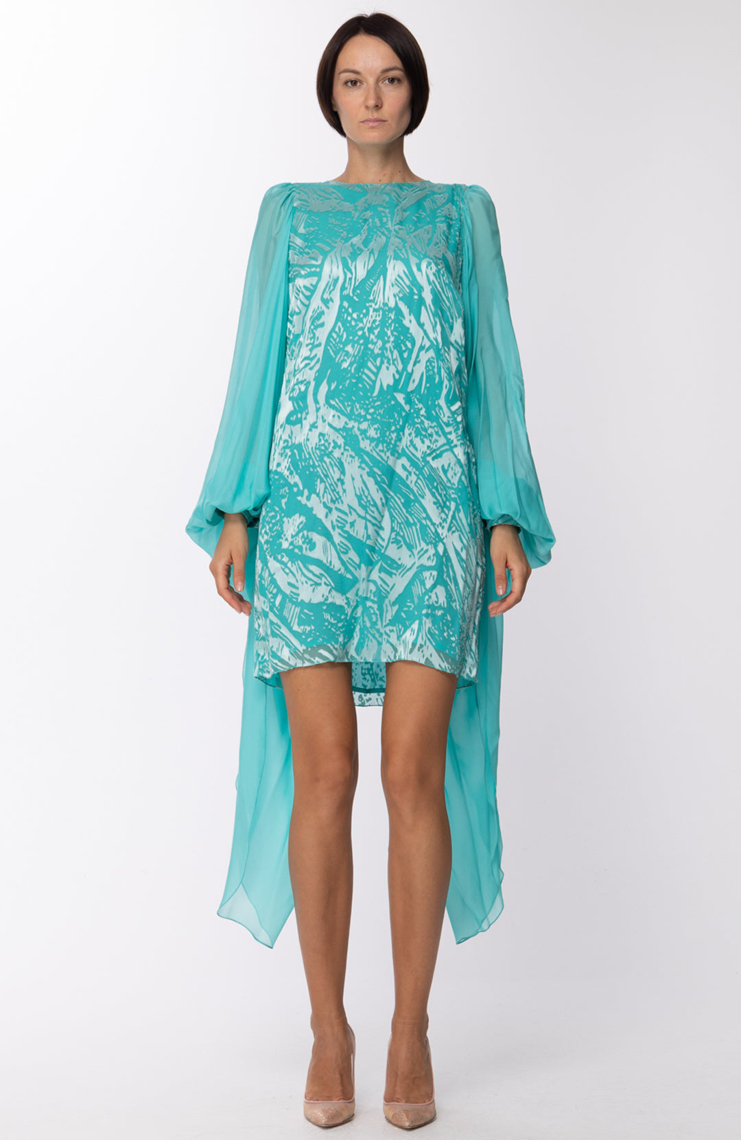 Les Bourdelles Des Garcons Mini Abito Maniche Ampie A34 SMERALDO