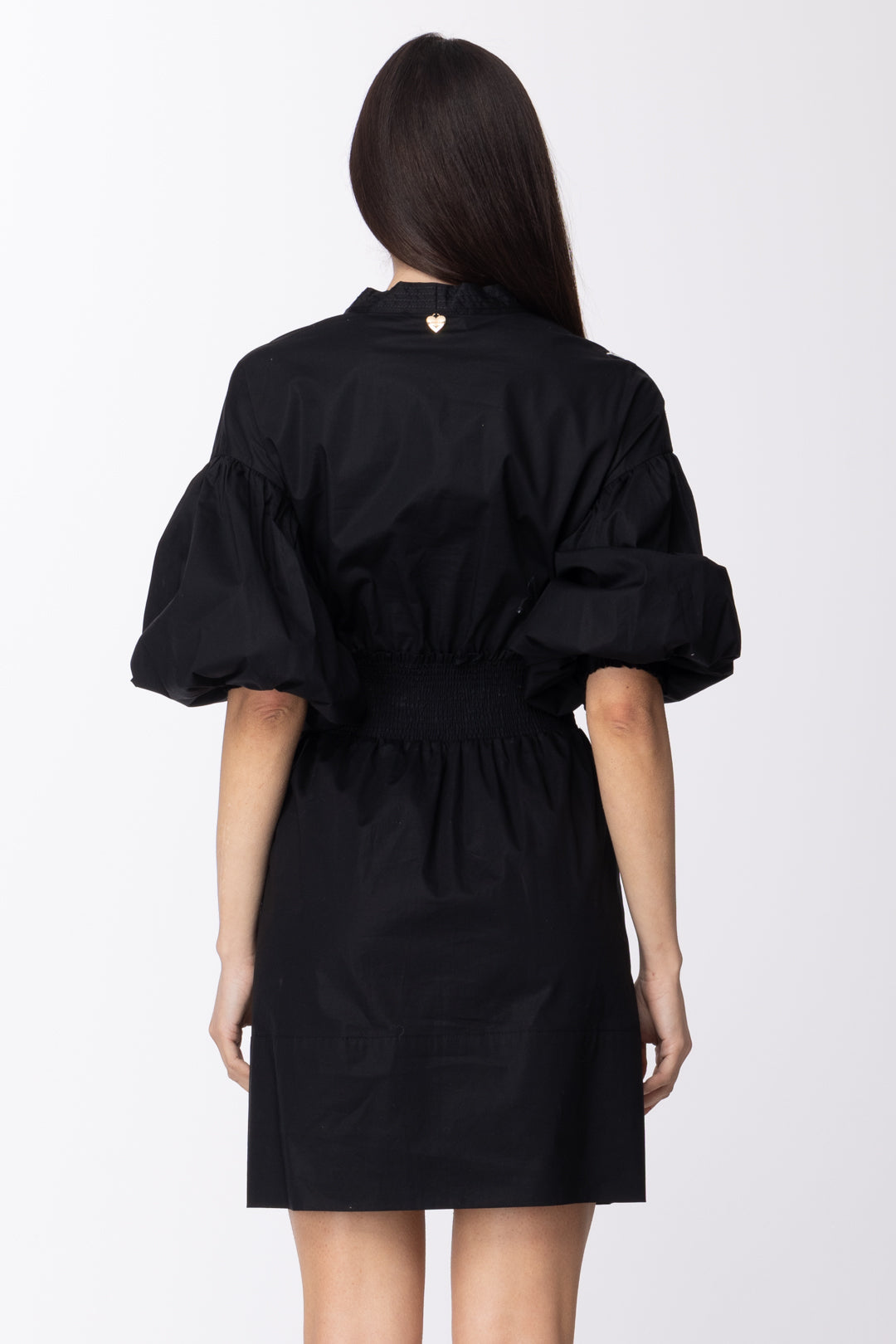 Twin-set Mini Abito Ricamo Fiore e Maniche a Sbuffo 211TT2474 NERO