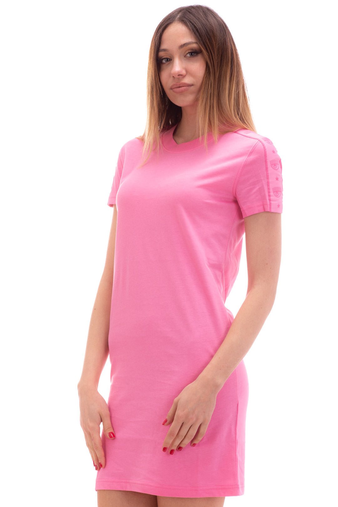 Chiara Ferragni Mini Abito T-shirt con Banda Logata 72CBOT04 SACHET PINK