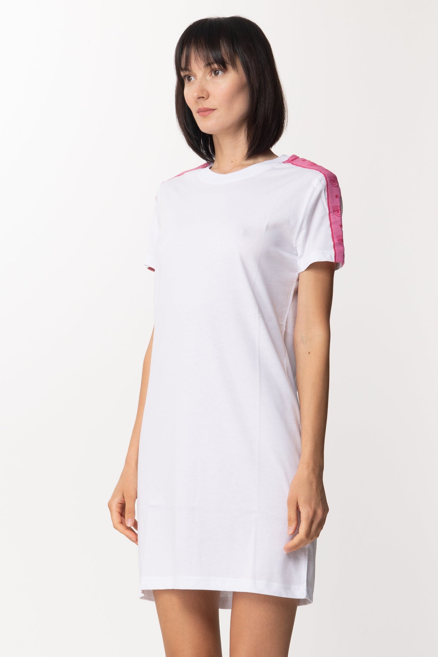 Chiara Ferragni Mini Abito T-shirt con Banda Logata 72CBOT04 WHITE