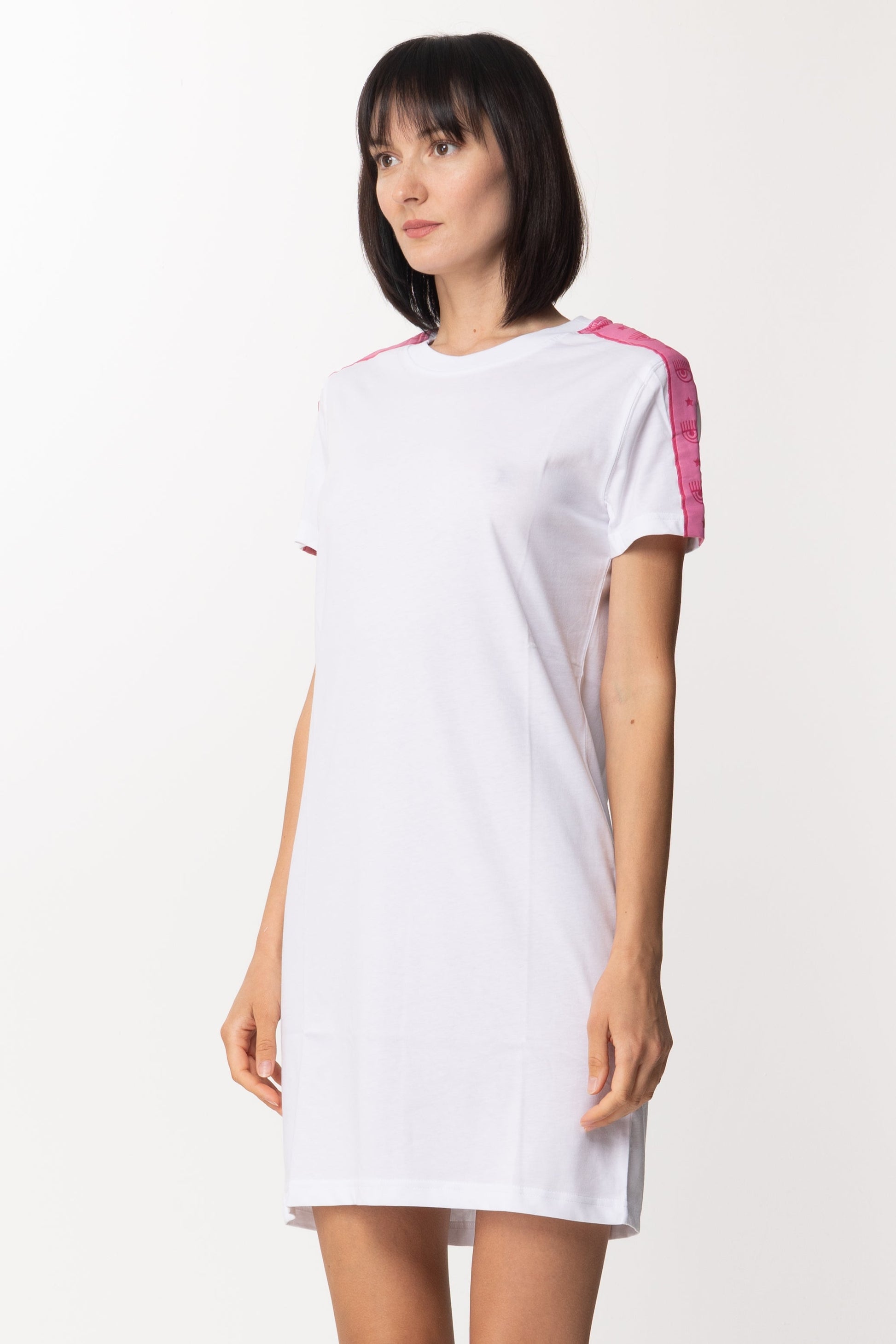 Chiara Ferragni Mini Abito T-shirt con Banda Logata 72CBOT04 WHITE