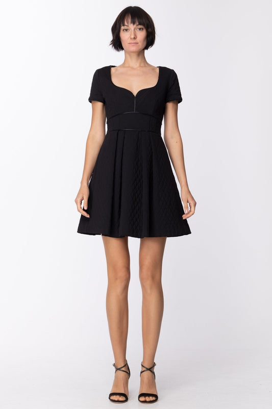 Mangano Mini Abito Trapuntato con Scollo a Cuore A15PMNG00044 NERO
