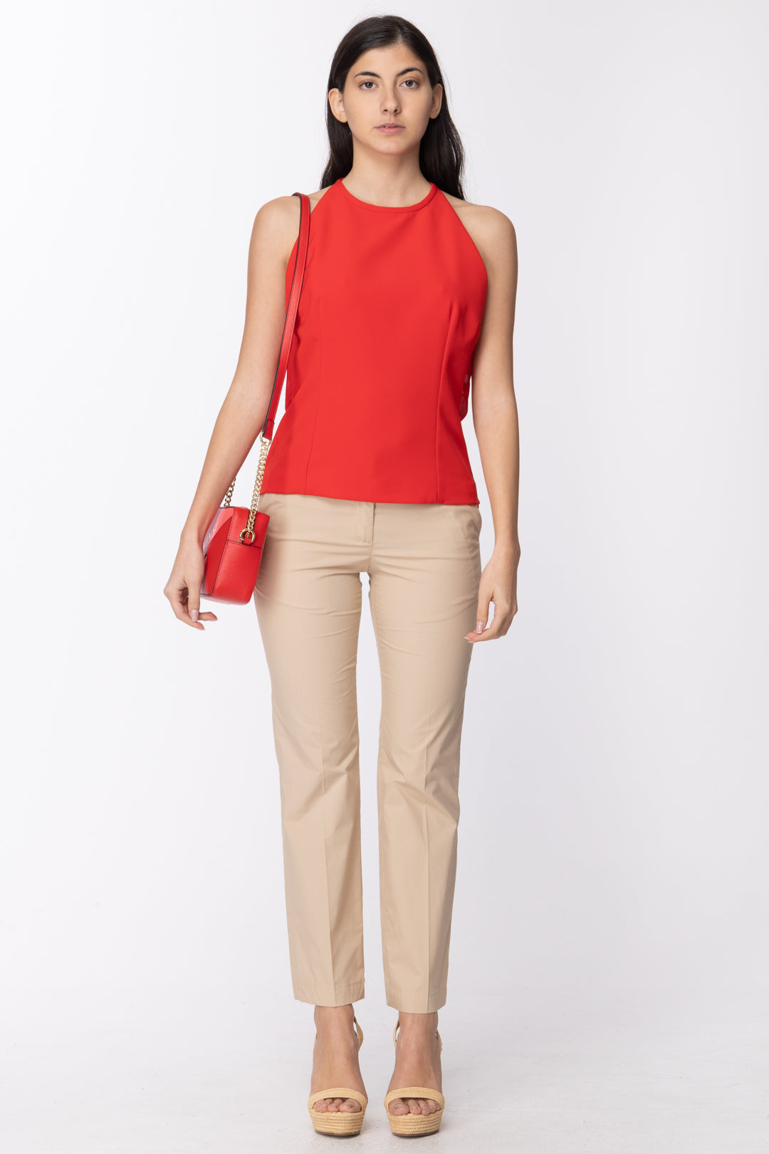 Twin-set Pantalone a Sigaretta In Popeline 201TT2033 NOUGAT