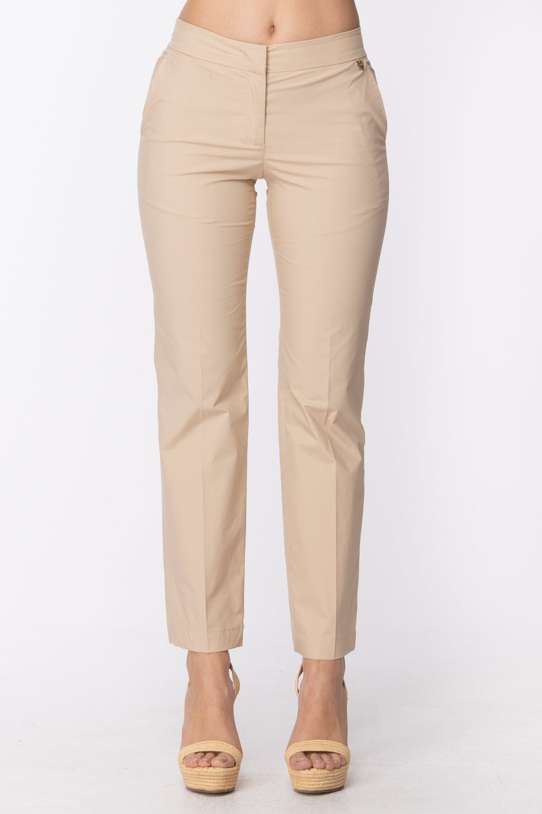 Twin-set Pantalone a Sigaretta In Popeline 201TT2033 NOUGAT