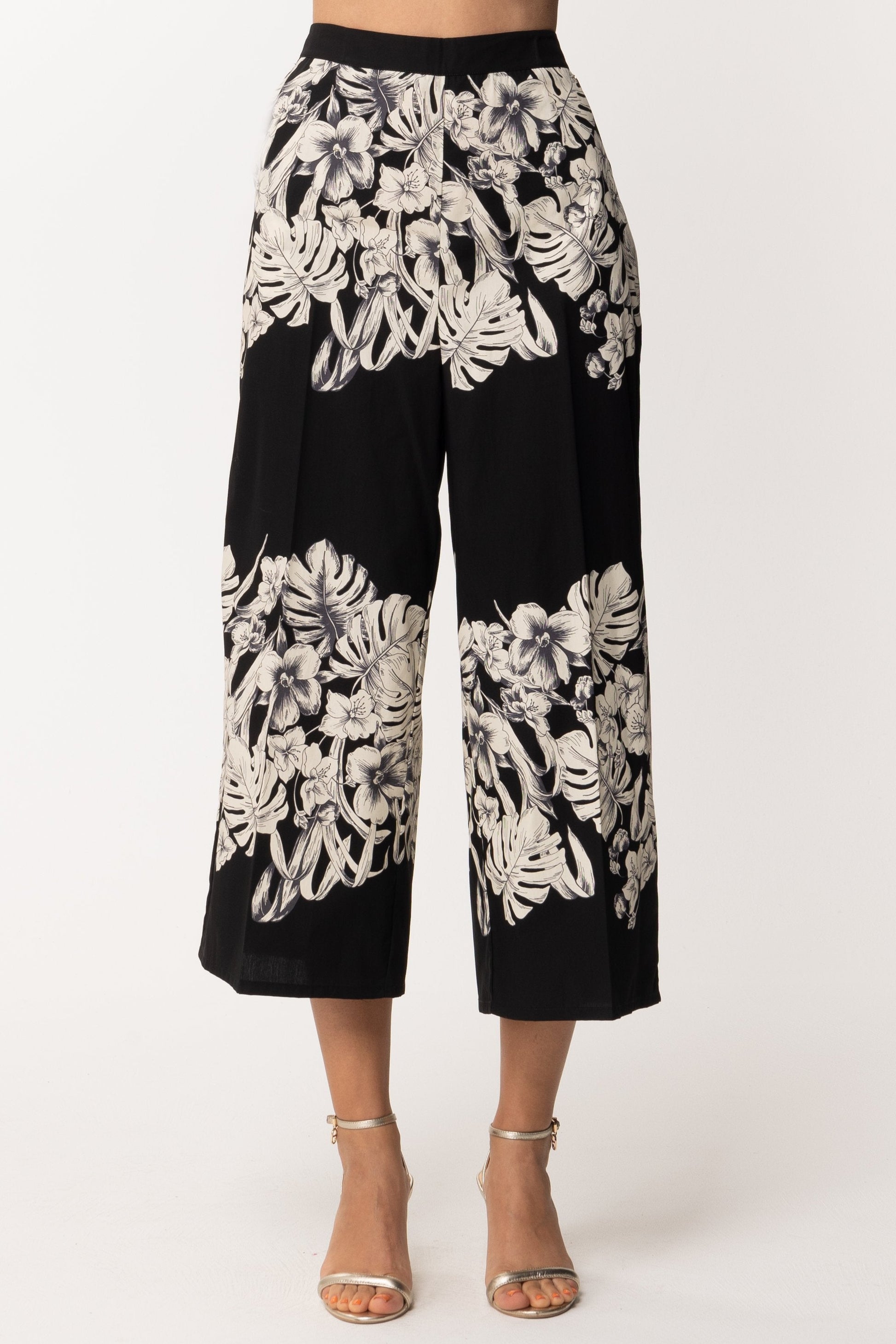 Twin-set Pantalone Ampio con Stampa Floreale 201TT2316 ST.FIORE GRAFICO NERO