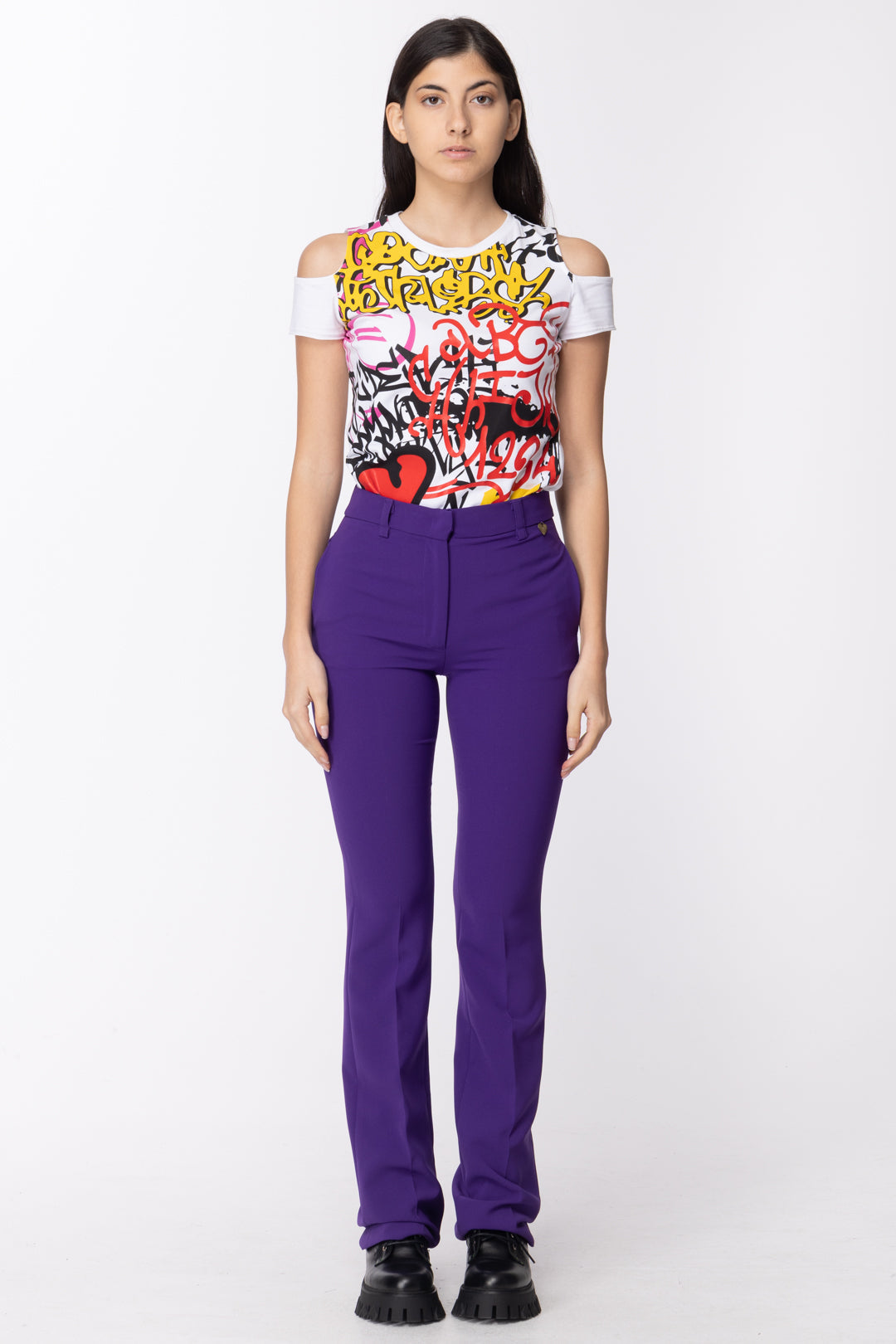 Twin-set Pantaloni a Zampa In Crepe 202TT2333 VIBRANT VIOLET