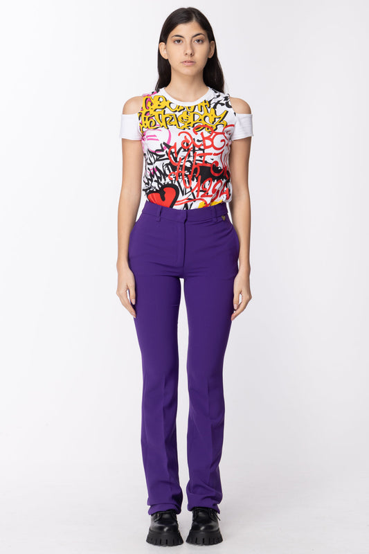 Twin-set Pantaloni a Zampa In Crepe 202TT2333 VIBRANT VIOLET