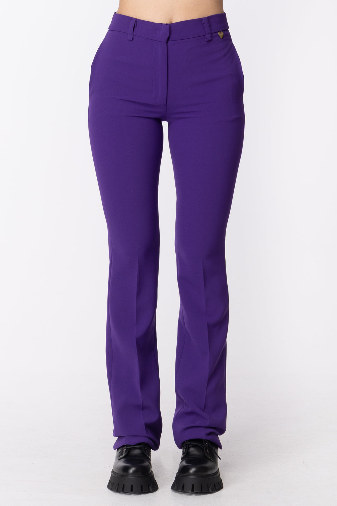 Twin-set Pantaloni a Zampa In Crepe 202TT2333 VIBRANT VIOLET