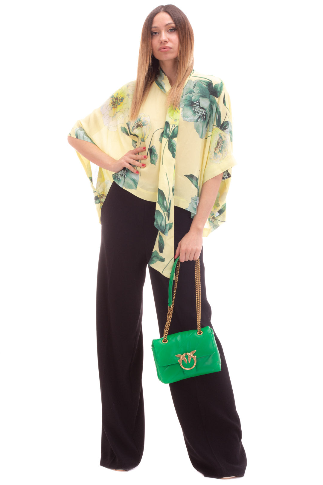 Twin-set Pantaloni Ampi a Vita Alta 221TP2402 NERO