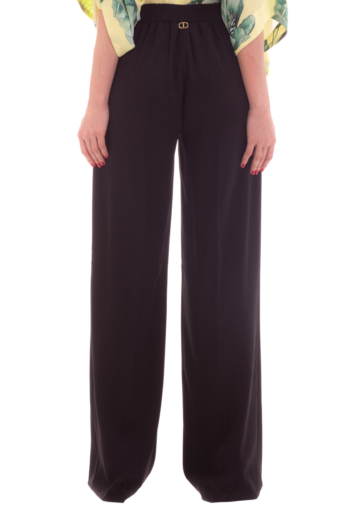 Twin-set Pantaloni Ampi a Vita Alta 221TP2402 NERO