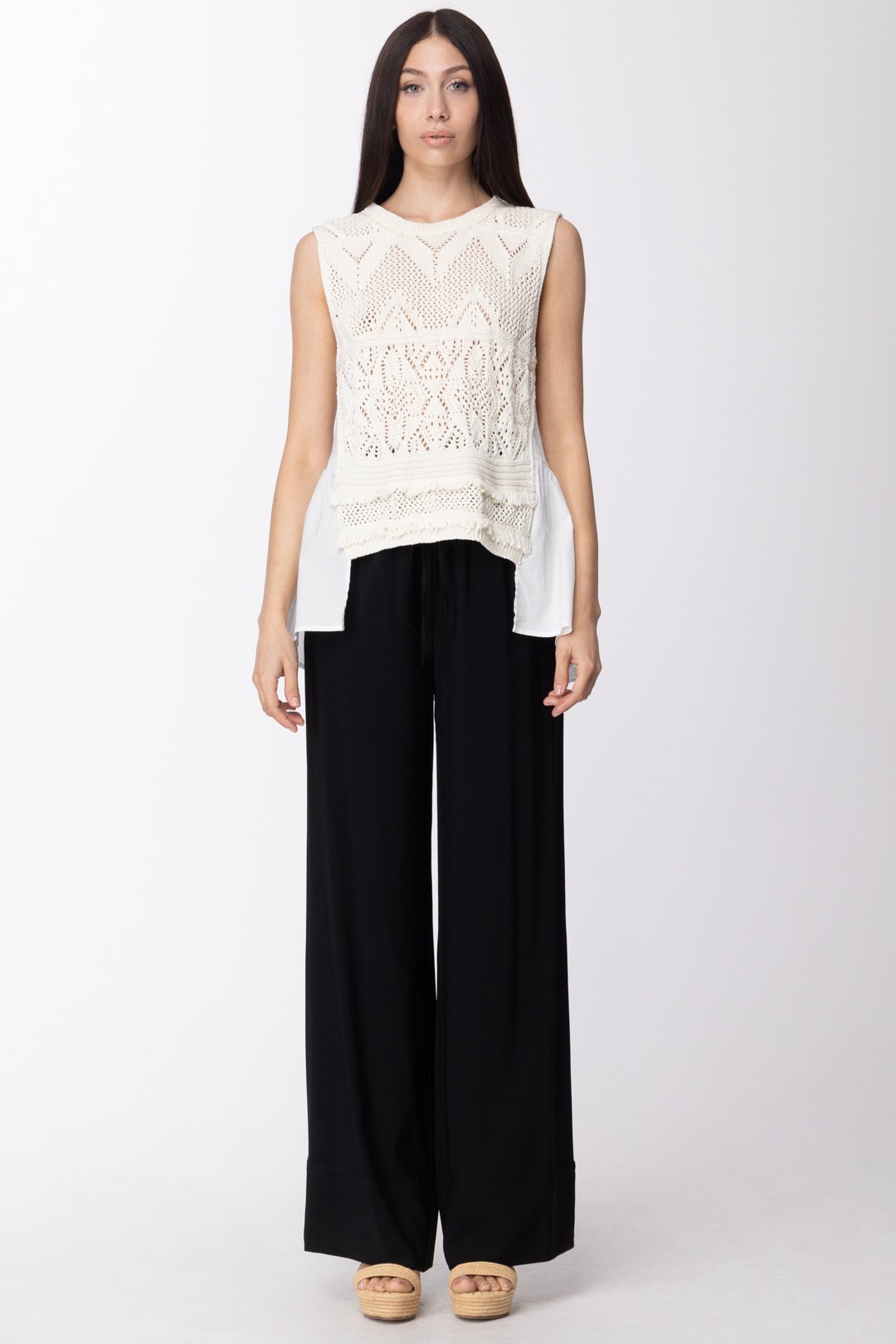 Twin-set Pantaloni Ampi con Coulisse In Vita 211TT2164 NERO