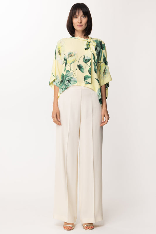 Twin-set Pantaloni Ampi con Risvolto In Raso 201TP2281 AVORIO