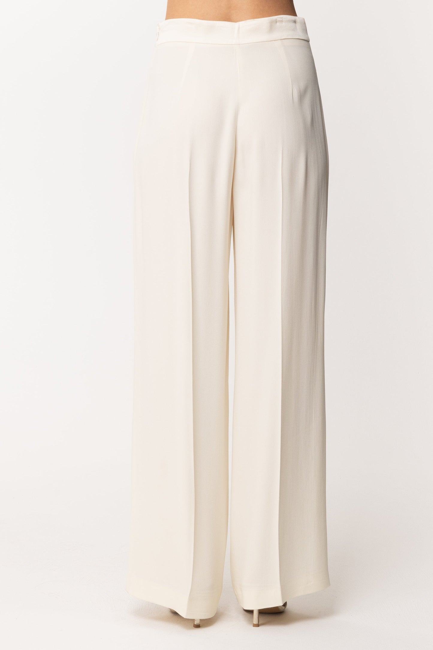 Twin-set Pantaloni Ampi con Risvolto In Raso 201TP2281 AVORIO