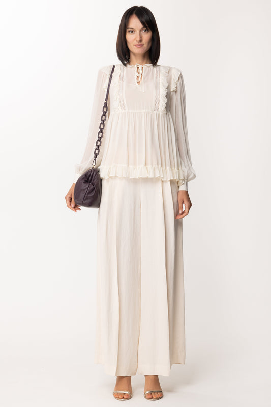 Twin-set Pantaloni Ampi In Canvas 201TT2217 ANTIQUE WHITE