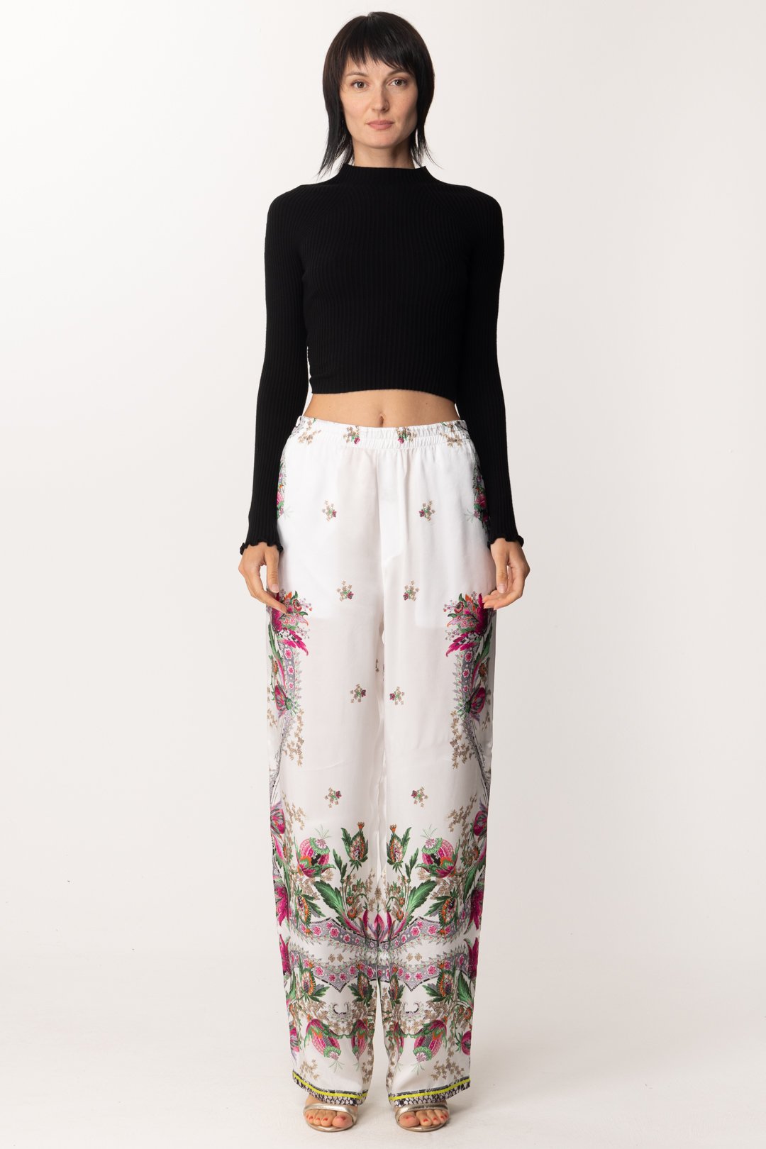Just Cavalli Pantaloni Fluidi con Stampa S04KA0326 WHITE VARIANT