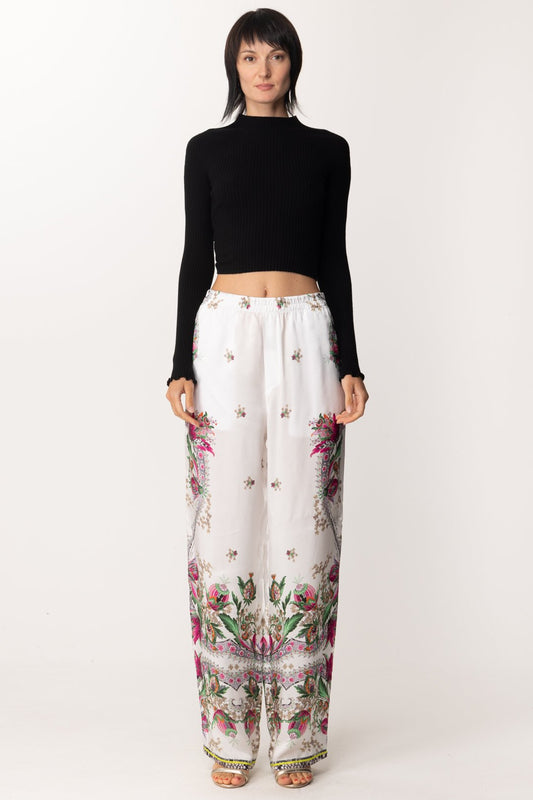 Just Cavalli Pantaloni Fluidi con Stampa S04KA0326 WHITE VARIANT