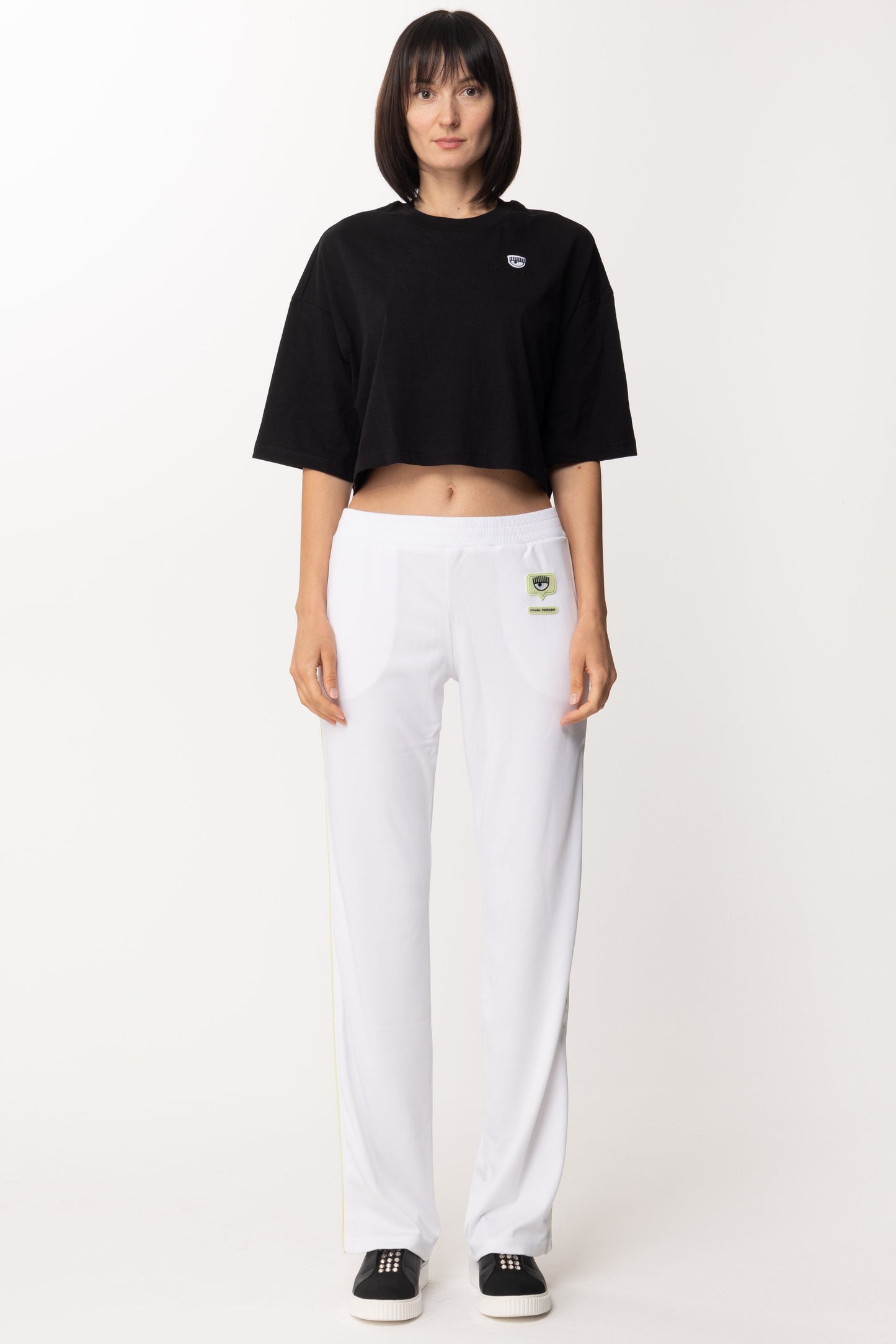 Chiara Ferragni Pantaloni Jogging Dritti con Logo 72CBAT06 BIANCO