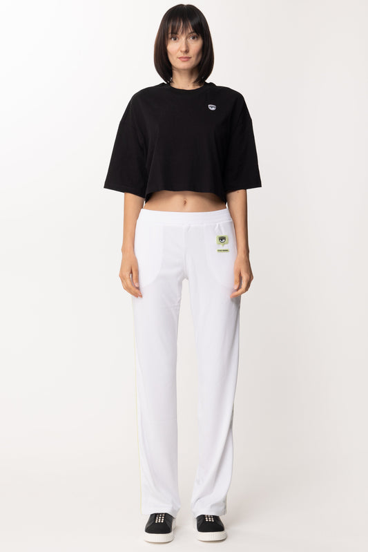 Chiara Ferragni Pantaloni Jogging Dritti con Logo 72CBAT06 BIANCO