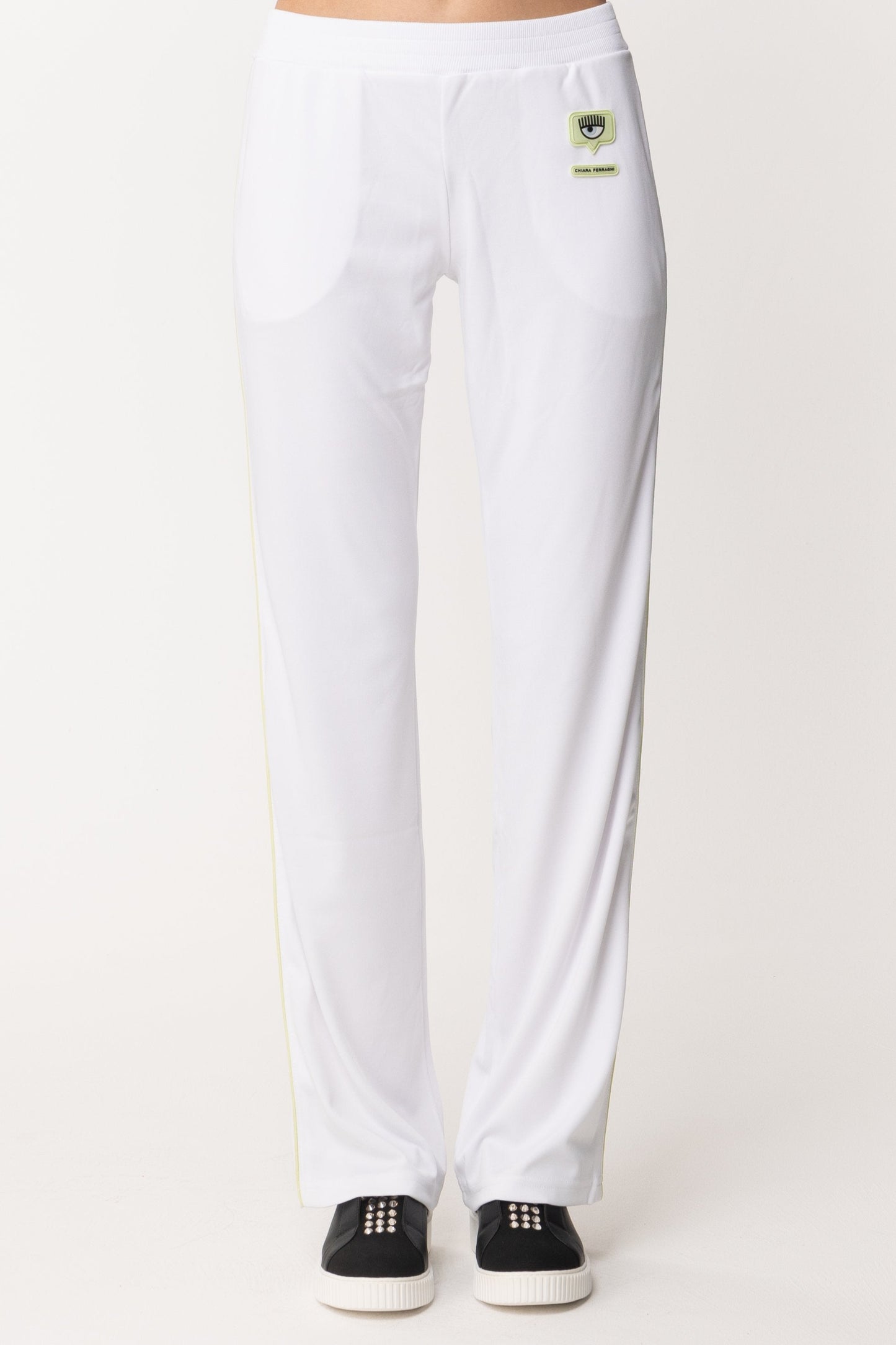 Chiara Ferragni Pantaloni Jogging Dritti con Logo 72CBAT06 BIANCO