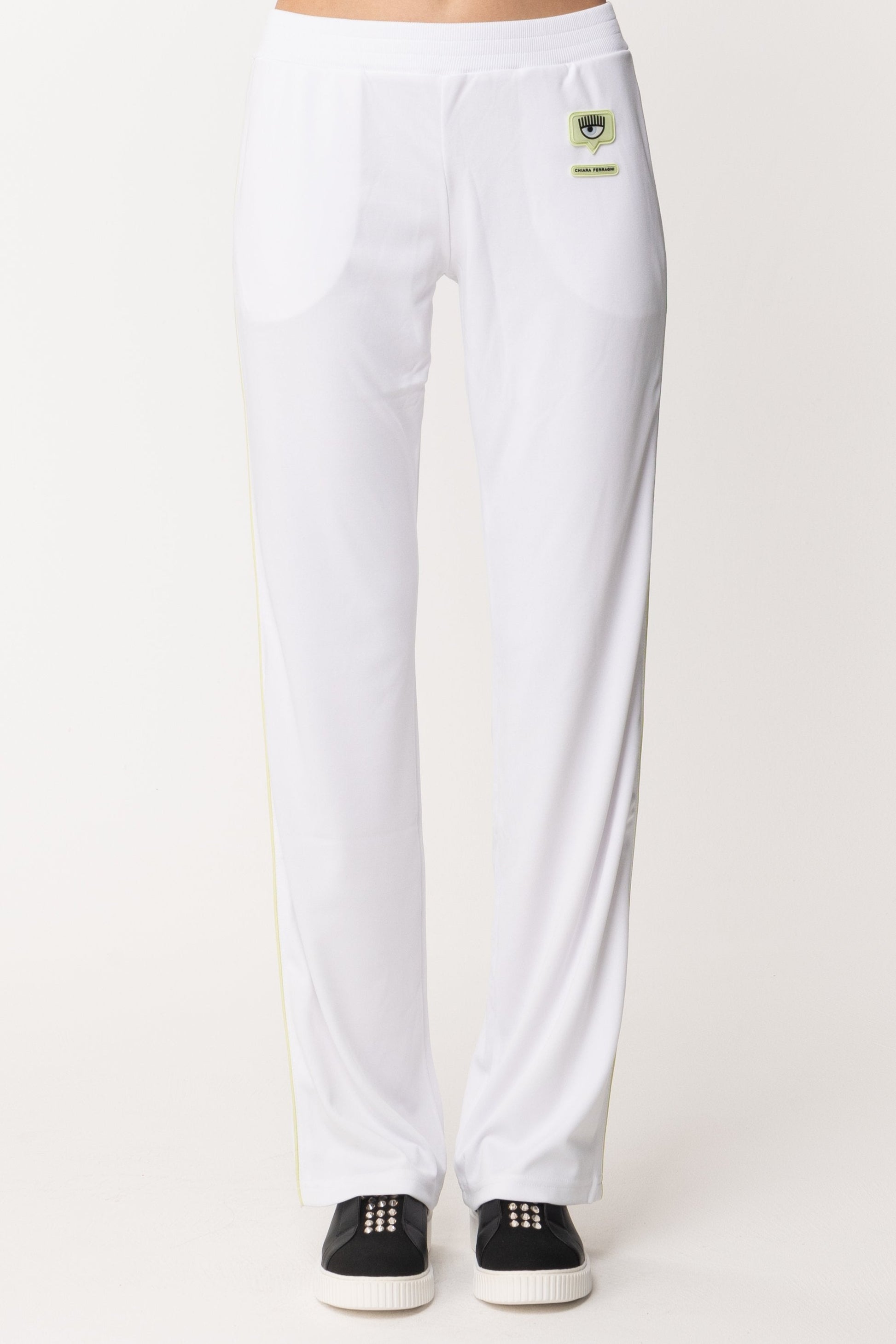 Chiara Ferragni Pantaloni Jogging Dritti con Logo 72CBAT06 BIANCO