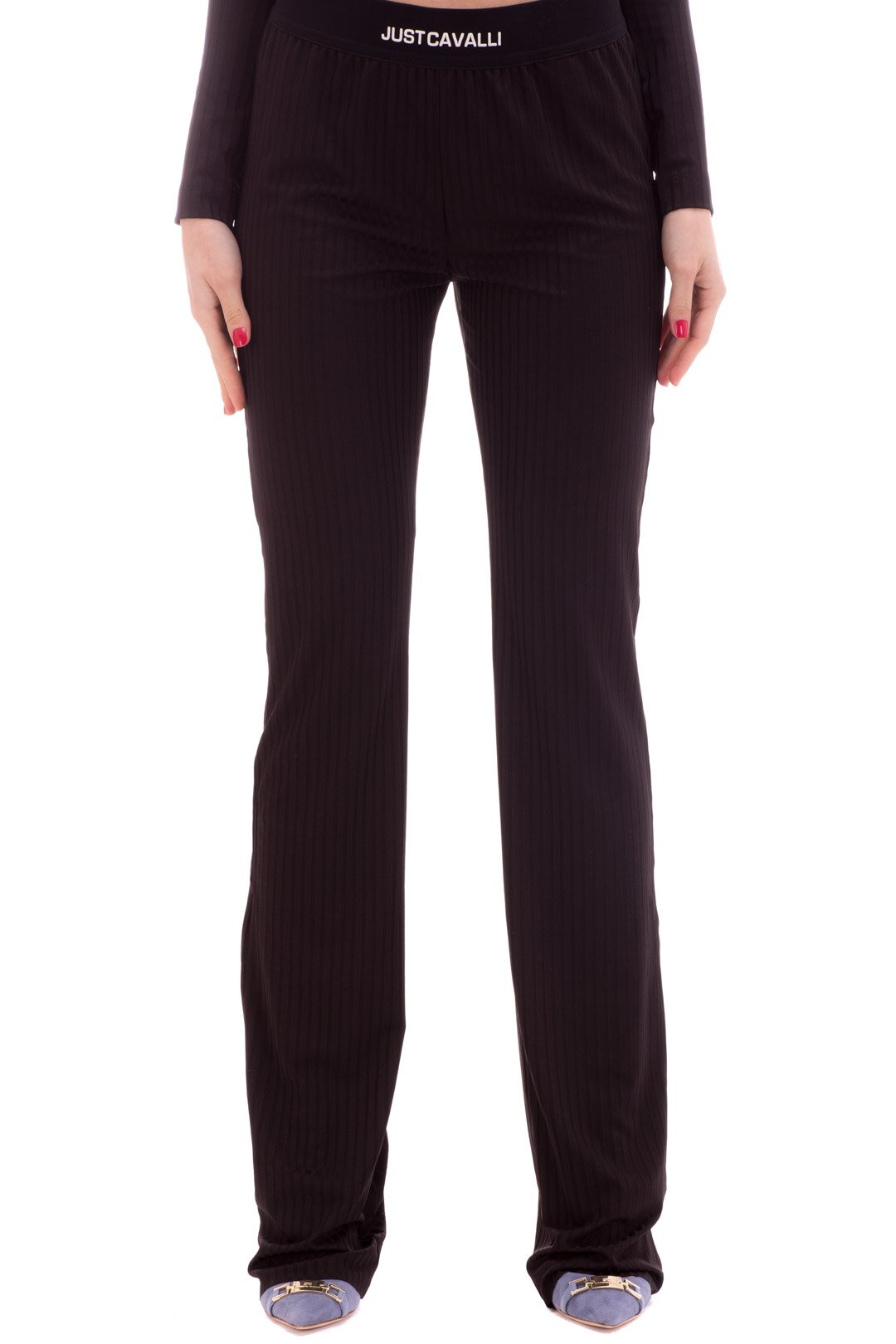 Just Cavalli Pantaloni Lunghi a Costine S04KA0327 BLACK