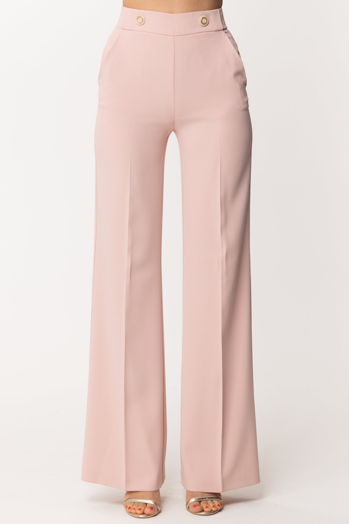 Pinko Pantaloni Palazzo a Vita Alta 1G1741 ROSA MATURA