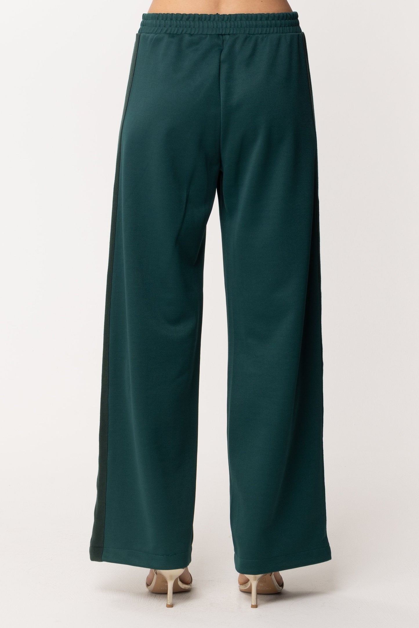 Twin-set Pantaloni Palazzo In Maglia 212TT2361 BIC.VERDE SCURO/PITONE
