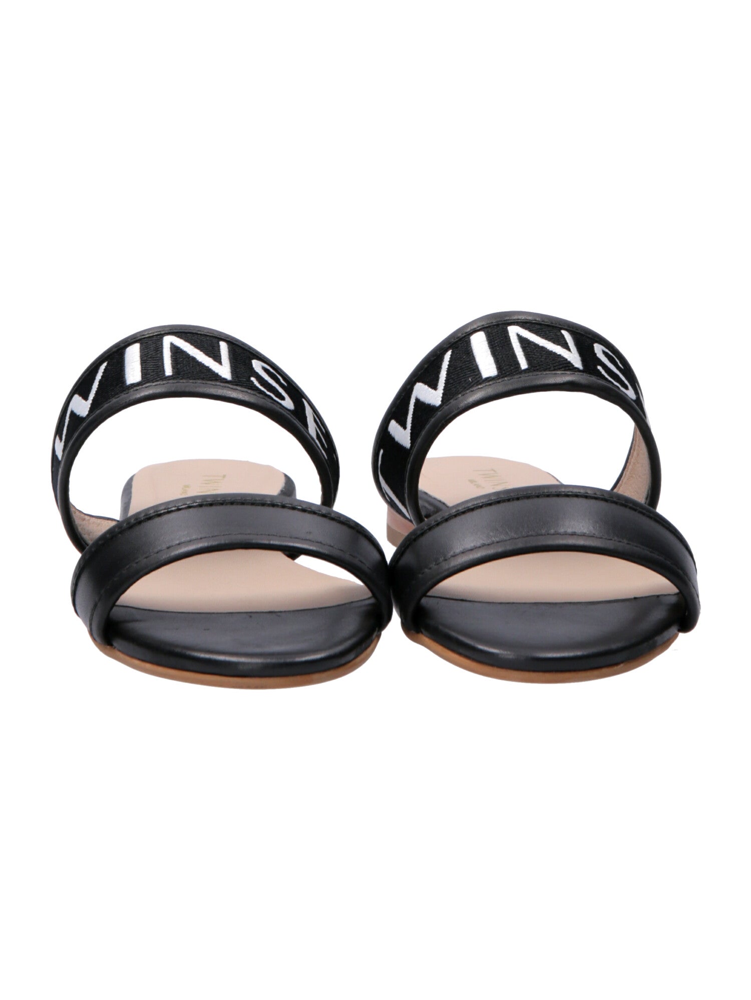 Twin-set Sandali Flat con Fascia Logata 201TCT04J BIC.NERO/ANTIQUE WHITE