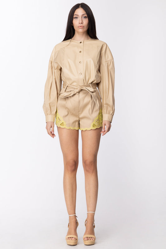 Twin-set Shorts con Inserto In Sangallo e Fusciacca 211TT2080 RIC.GIALLO LED/CUBAN SAND