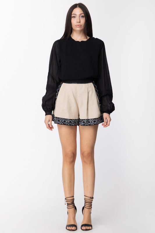 Twin-set Shorts con Orli Ricamati 211TT2613 BIC.DUNA/NERO RICAMATO