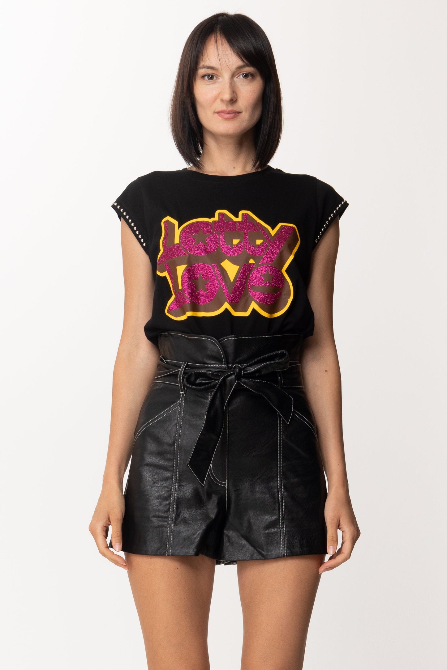 Twin-set Shorts In Ecopelle con Fusciacca 212TP2510 NERO