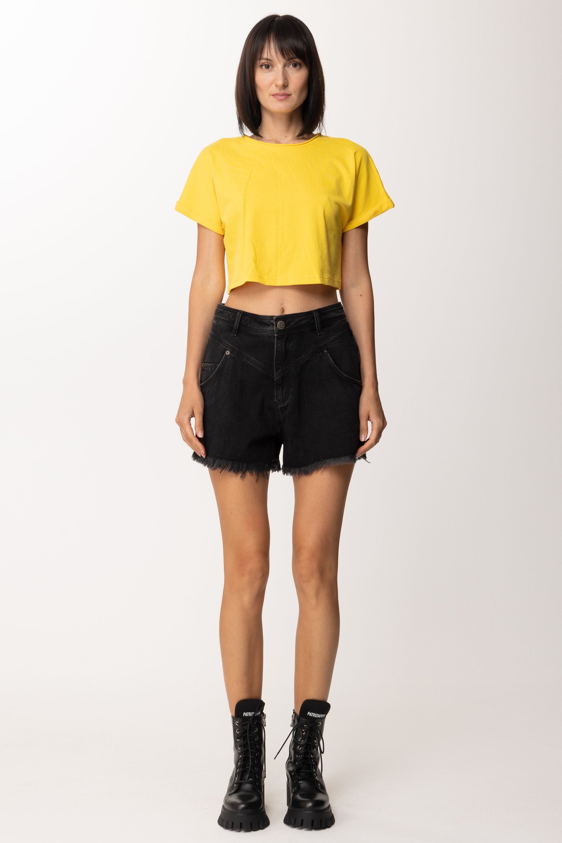 Twin-set Shorts In Jeans con Taglio a Vivo 221TT239A DENIM NERO