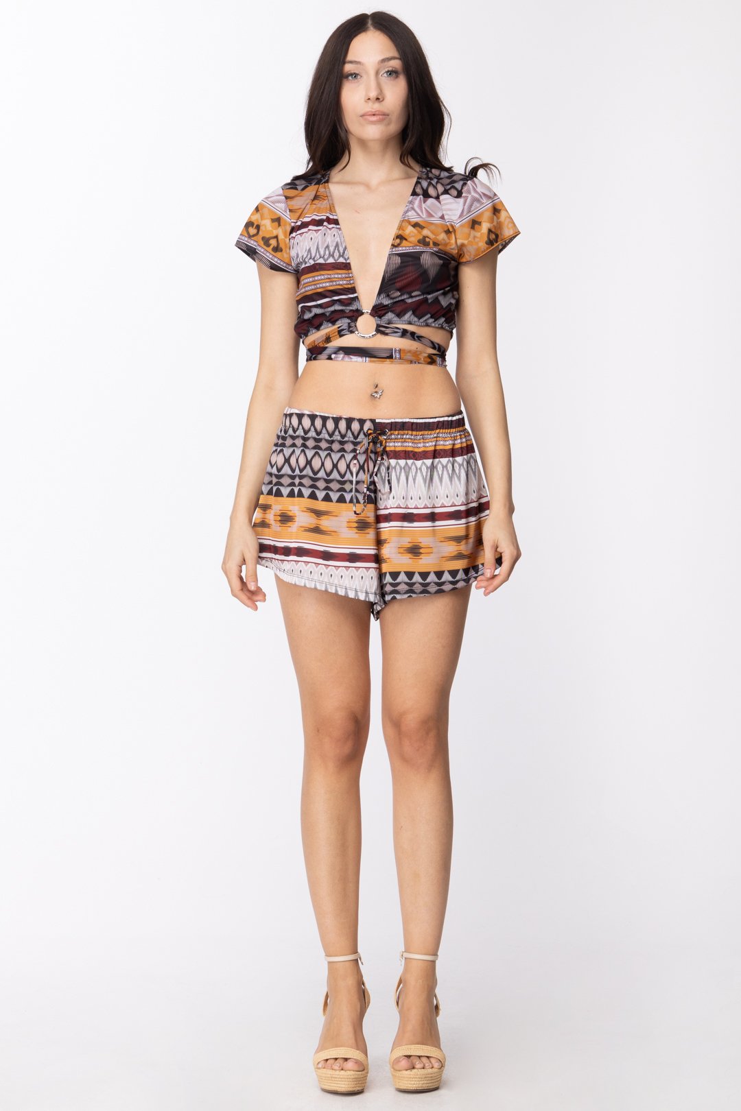 Me Fui Shorts In Satin con Stampa M20-0054X1 FANTASIA