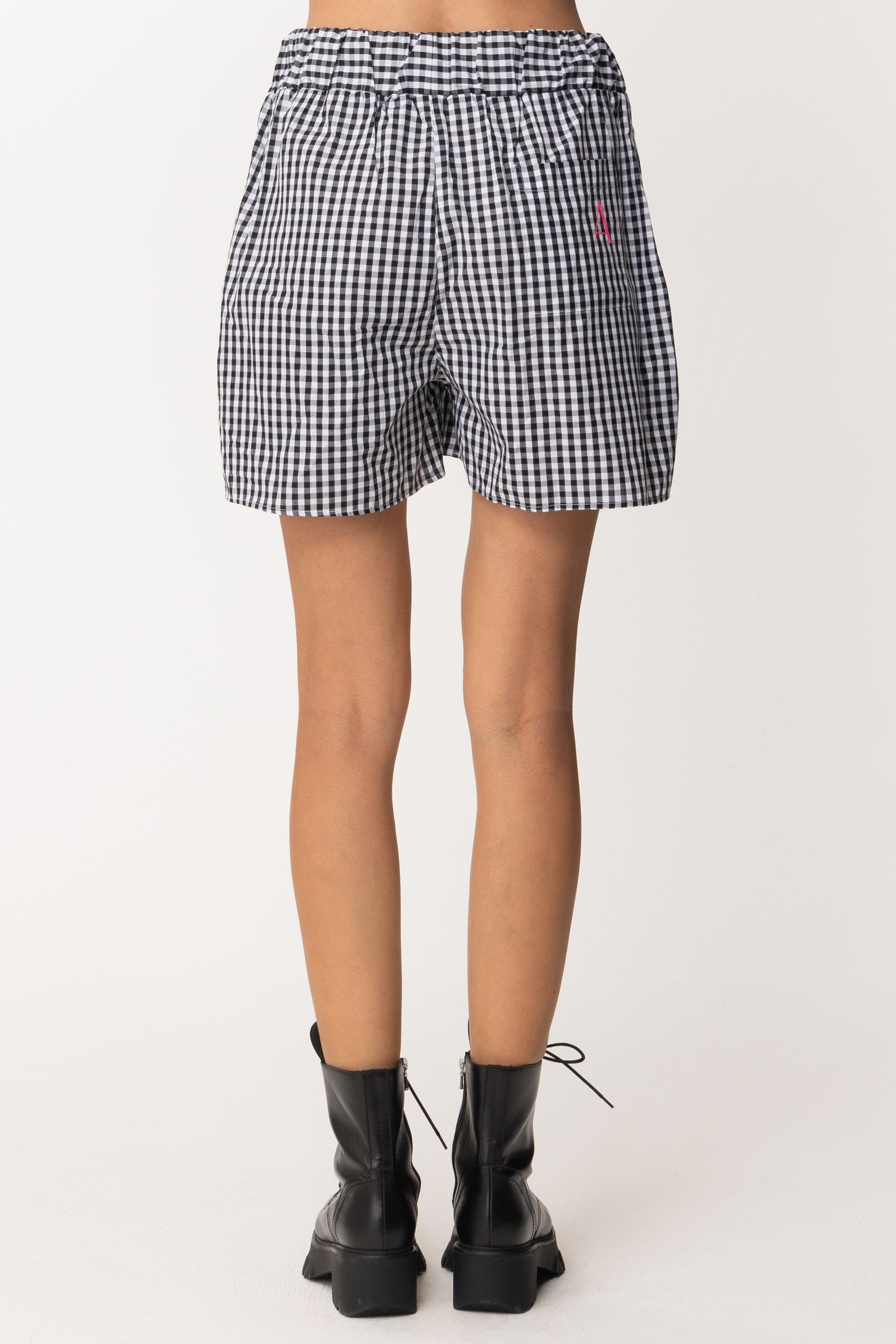 Twin-set Shorts Stampa Vichy In Popeline 221AT2444 BIC.OFF WHITE/NERO